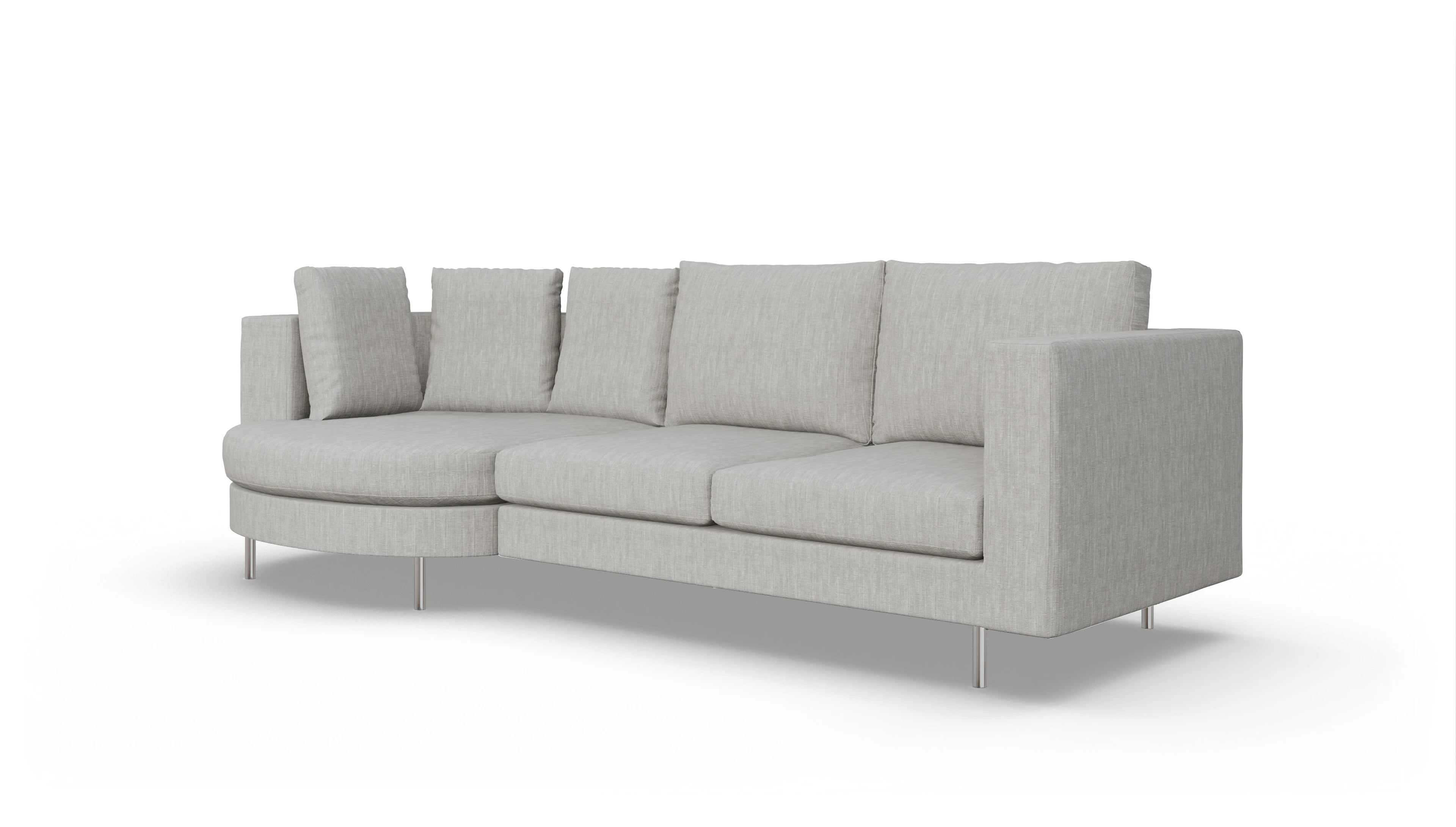 Design-Sofa Silea Ansicht des Produktes Silea Sofa mit Rec links in Stoff beige
