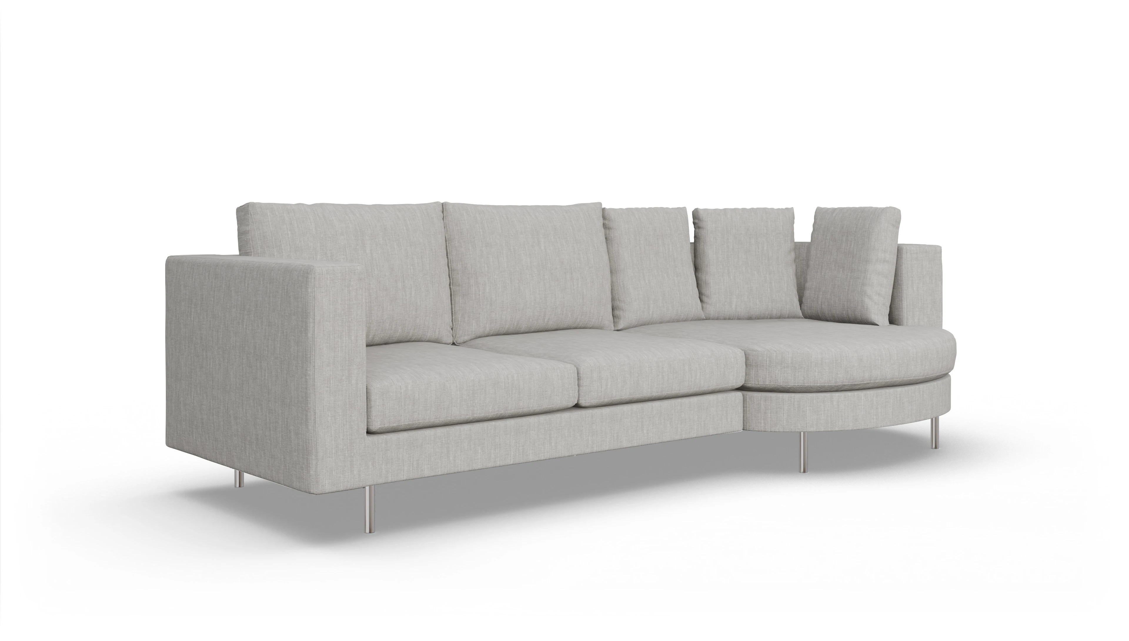 Design-Sofa Silea Ansicht des Produktes Silea Sofa mit Rec rechts in Stoff beige