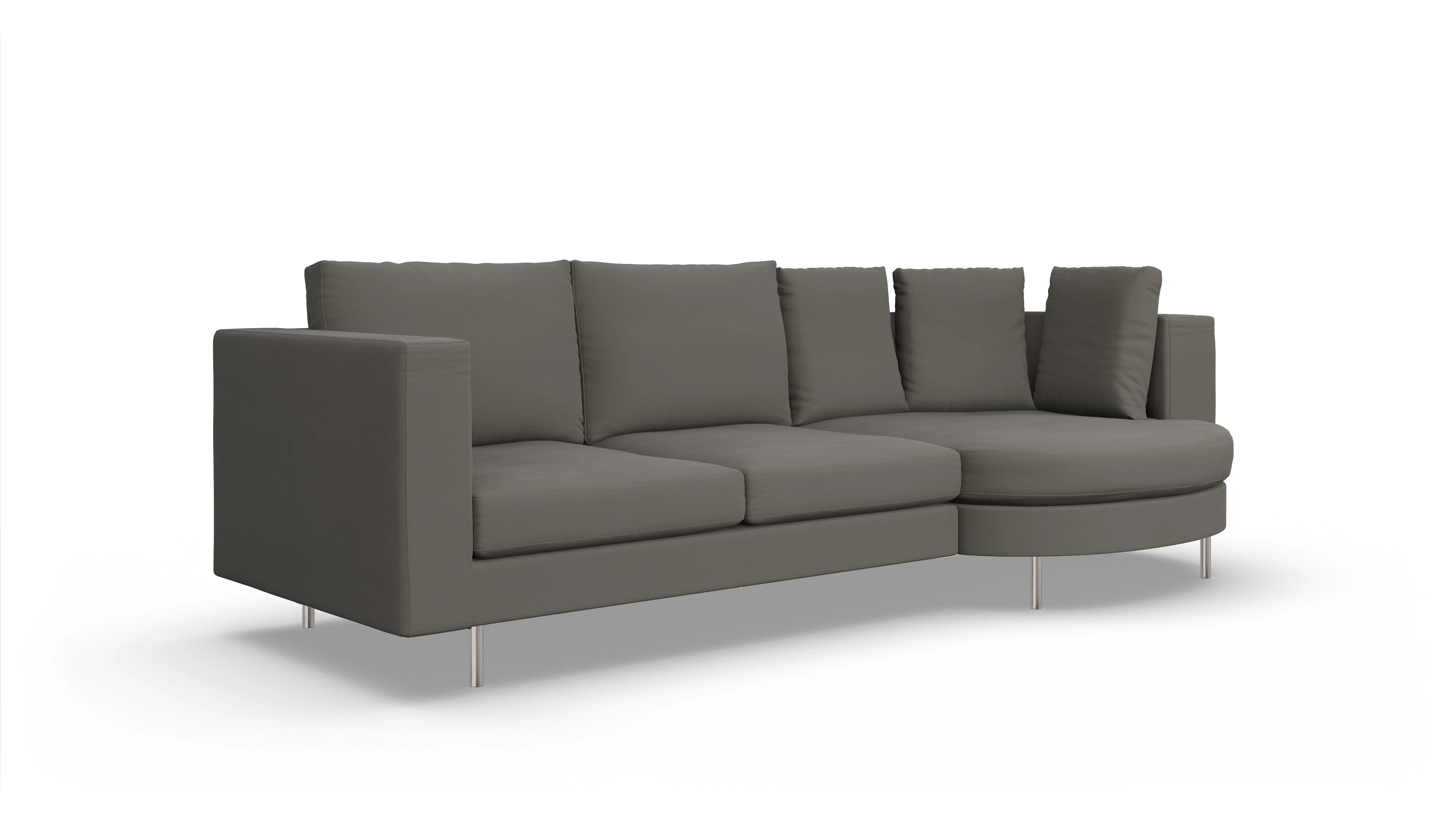 Ansicht des Produktes Silea Sofa mit Rec rechts in Stoff grau