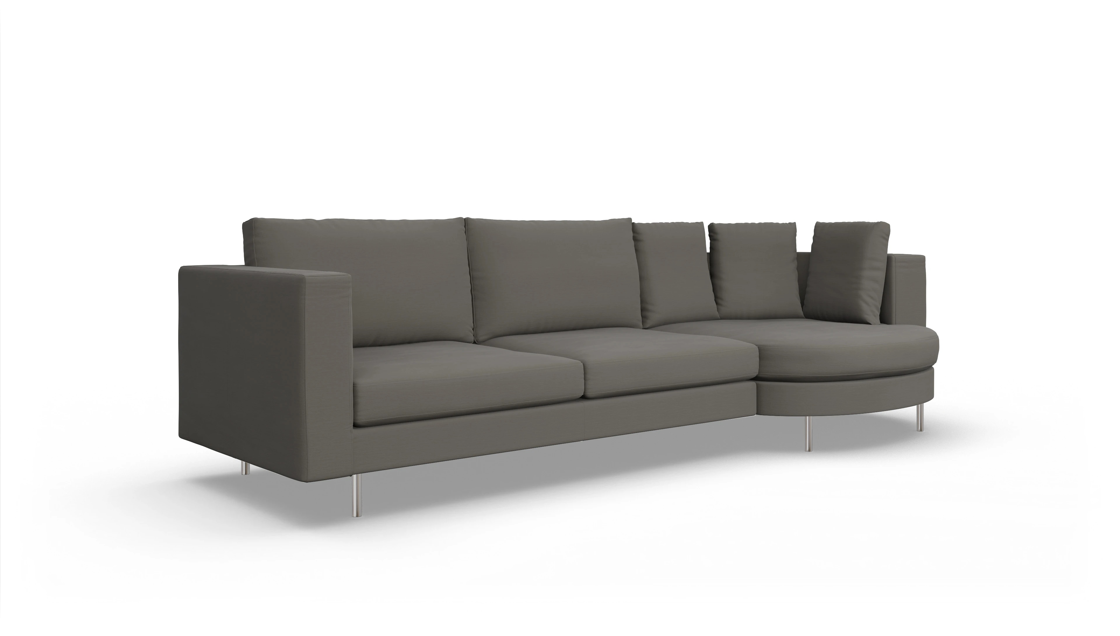 Ansicht des Produktes Silea Sofa mit Rec rechts in Stoff grau