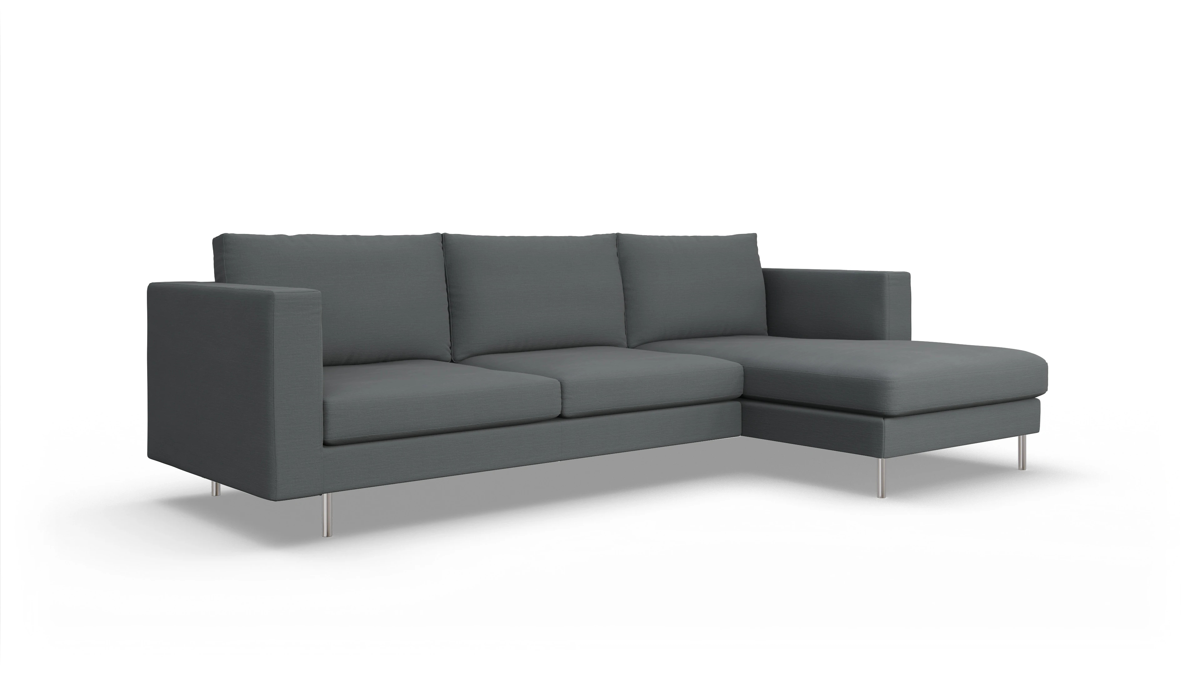 Design-Sofa Silea Ansicht des Produktes Silea Sofa mit Rec rechts in Stoff grau