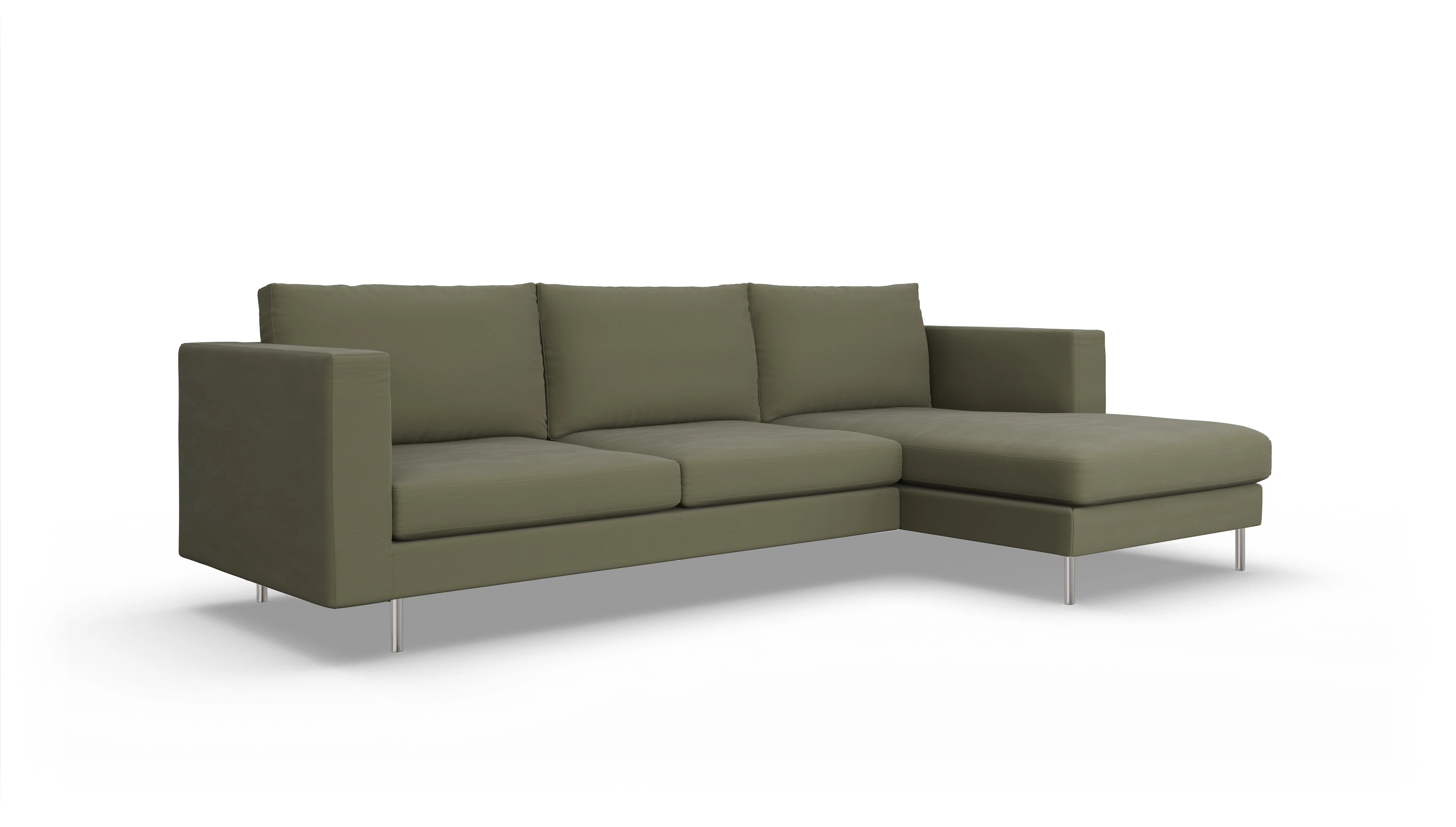 Ansicht des Produktes Silea Sofa mit Rec rechts in Stoff grün