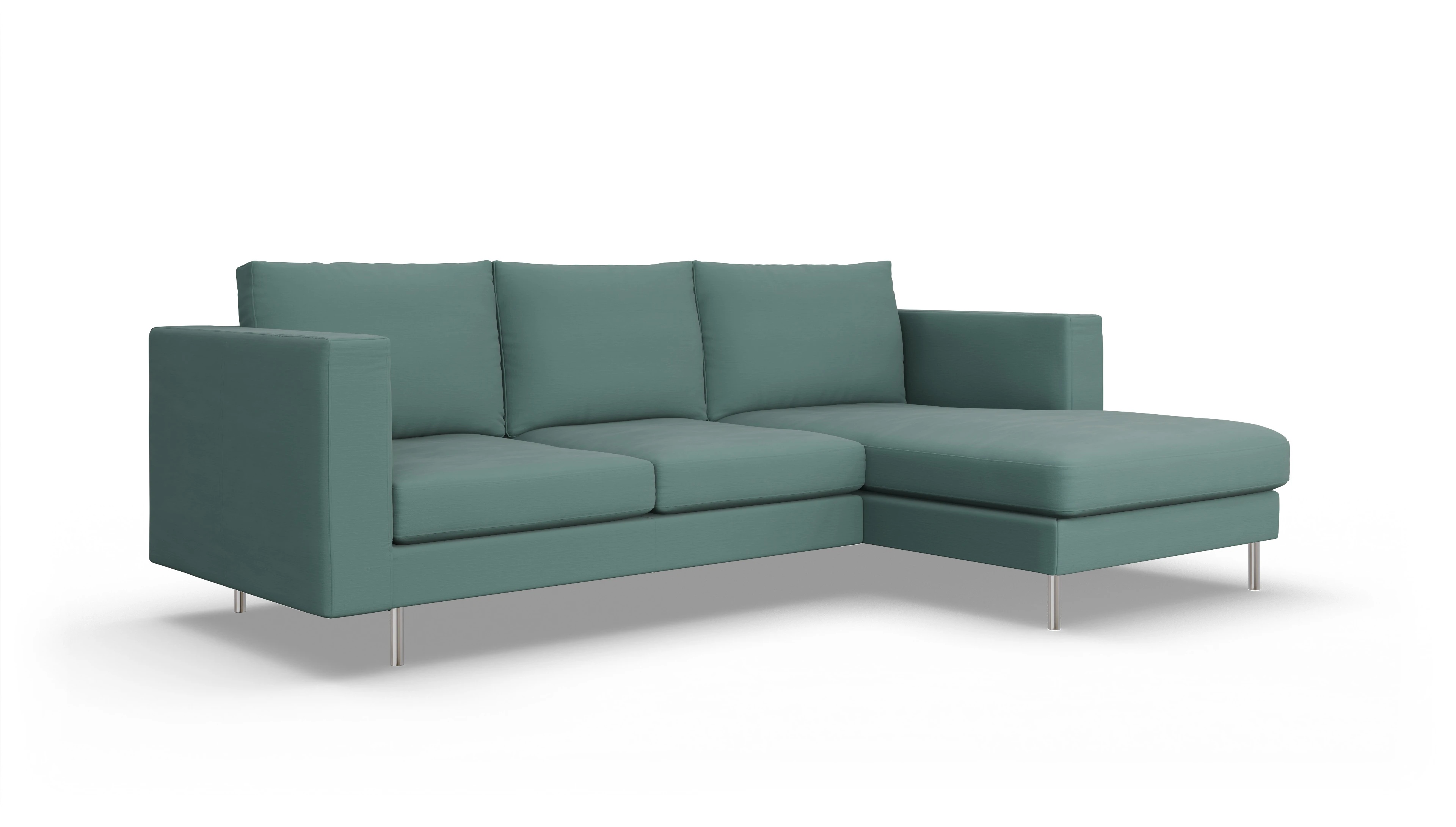 Ansicht des Produktes Silea Sofa mit Rec rechts in Stoff blau