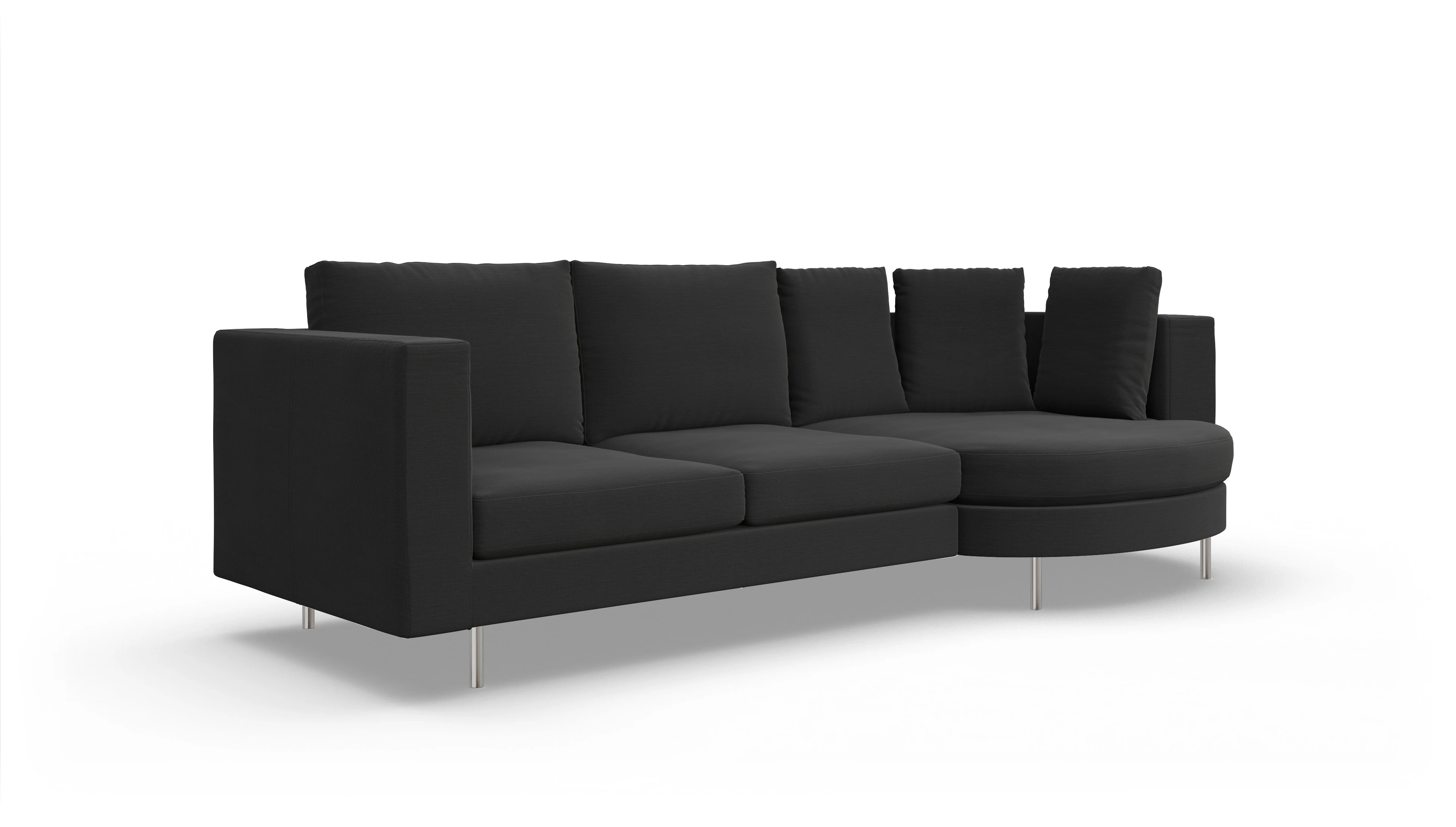 Ansicht des Produktes Silea Sofa mit Rec rechts in Stoff schwarz