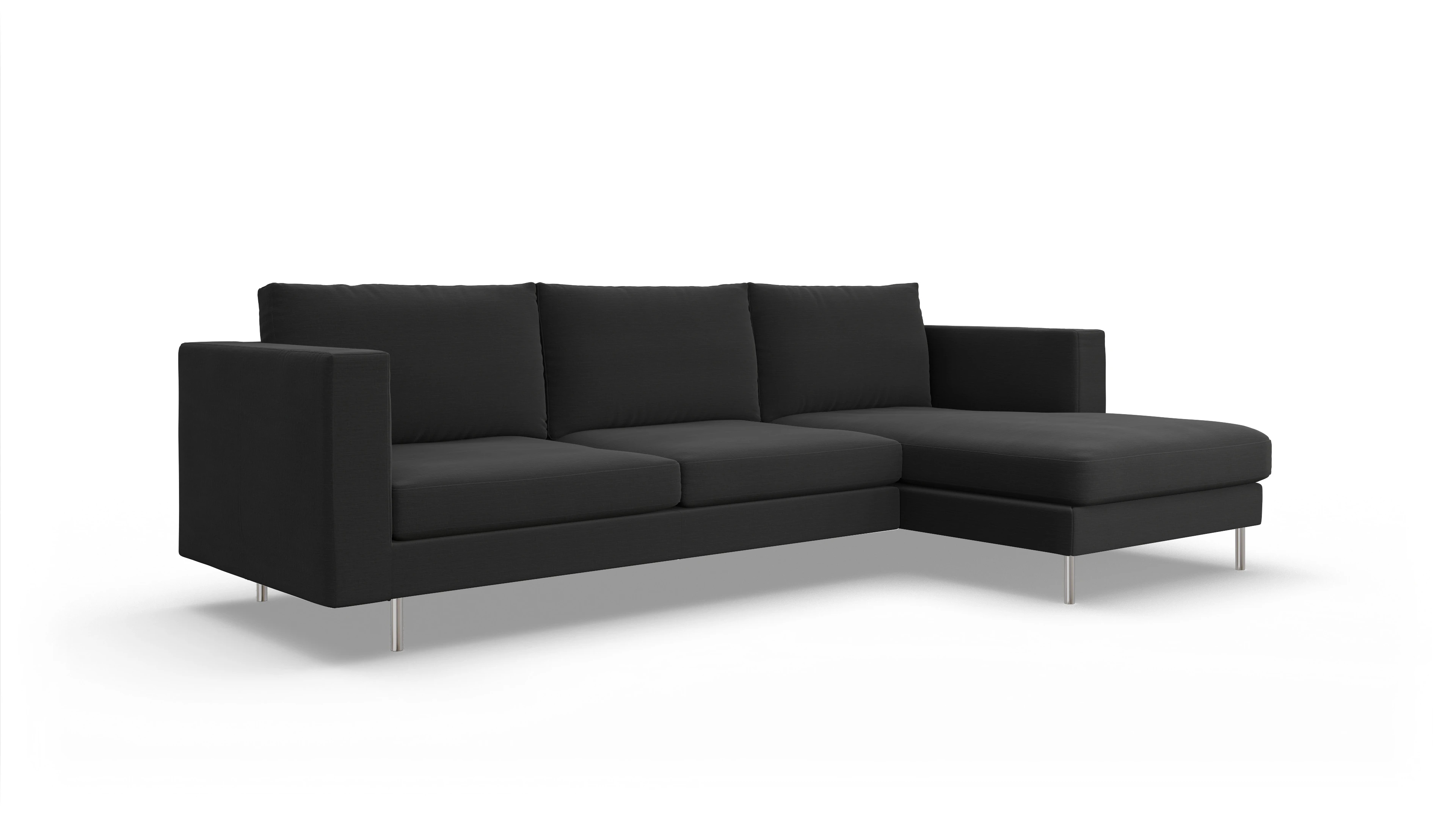 Design-Sofa Silea Ansicht des Produktes Silea Sofa mit Rec rechts in Stoff schwarz