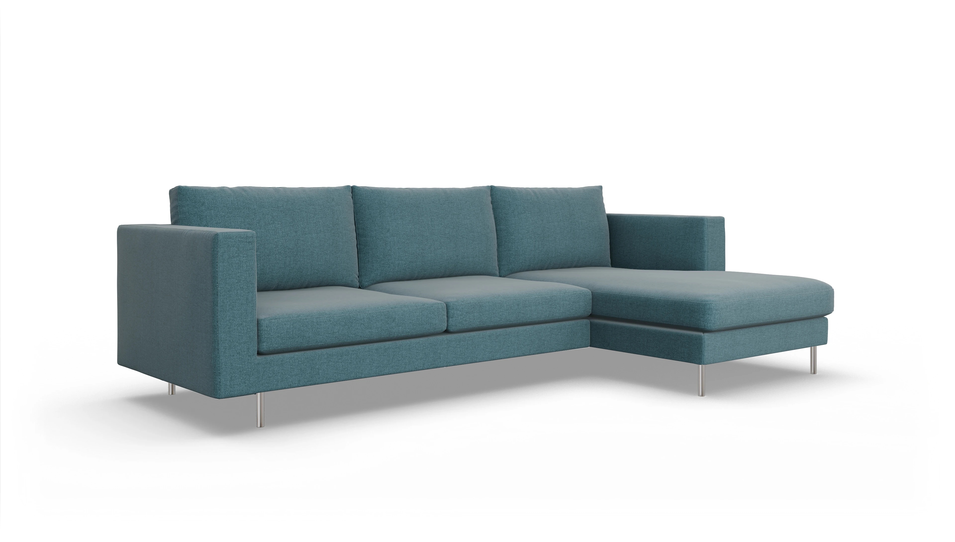Ansicht des Produktes Silea Sofa mit Rec rechts in Stoff blau