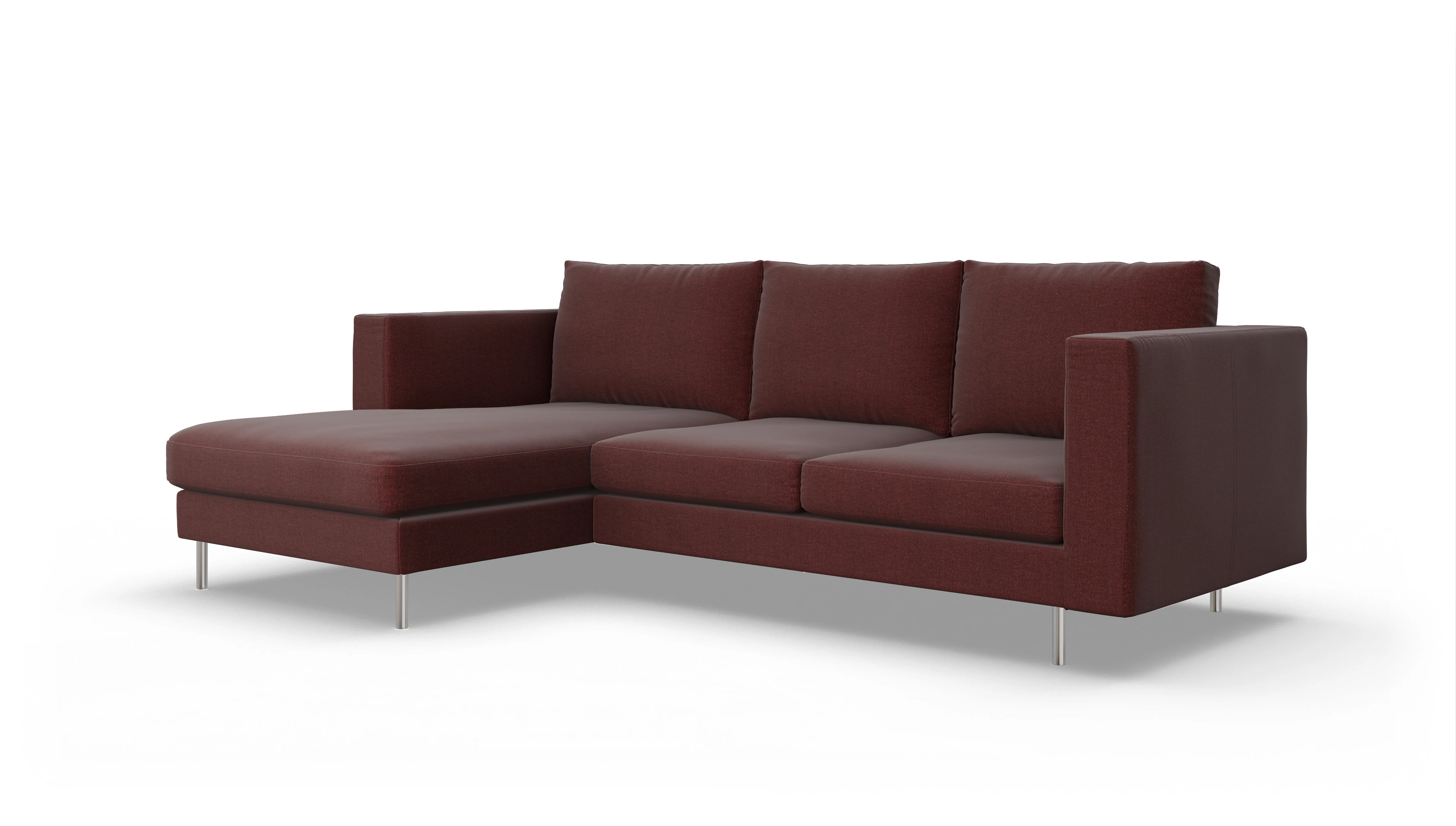 Ansicht des Produktes Silea Sofa mit Rec links in Stoff rot