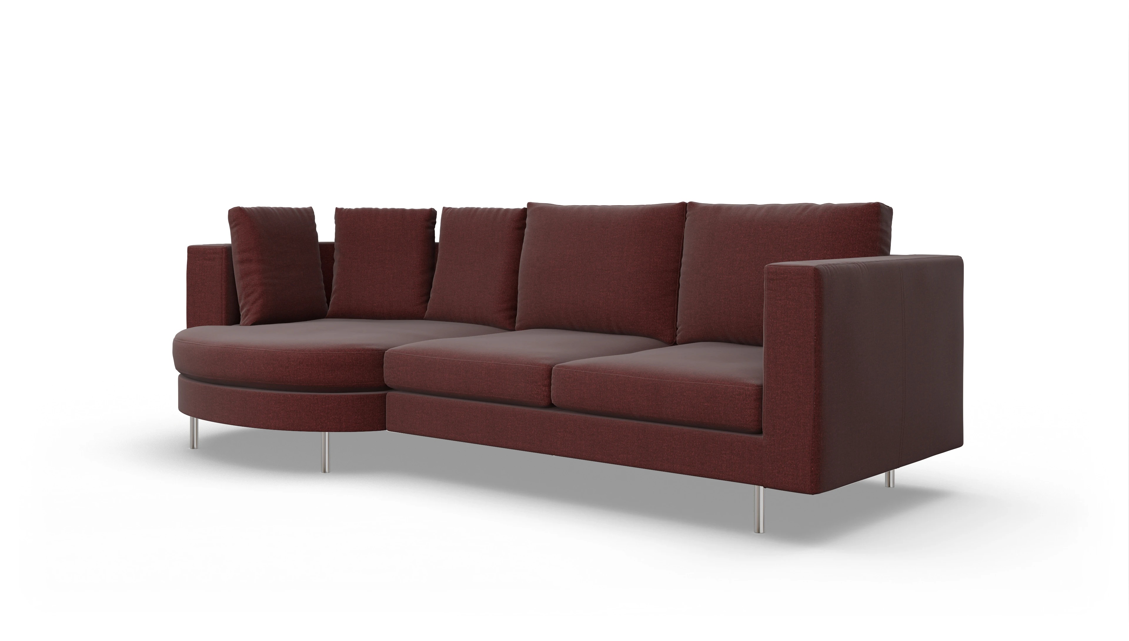 Design-Sofa Silea Ansicht des Produktes Silea Sofa mit Rec links in Stoff rot