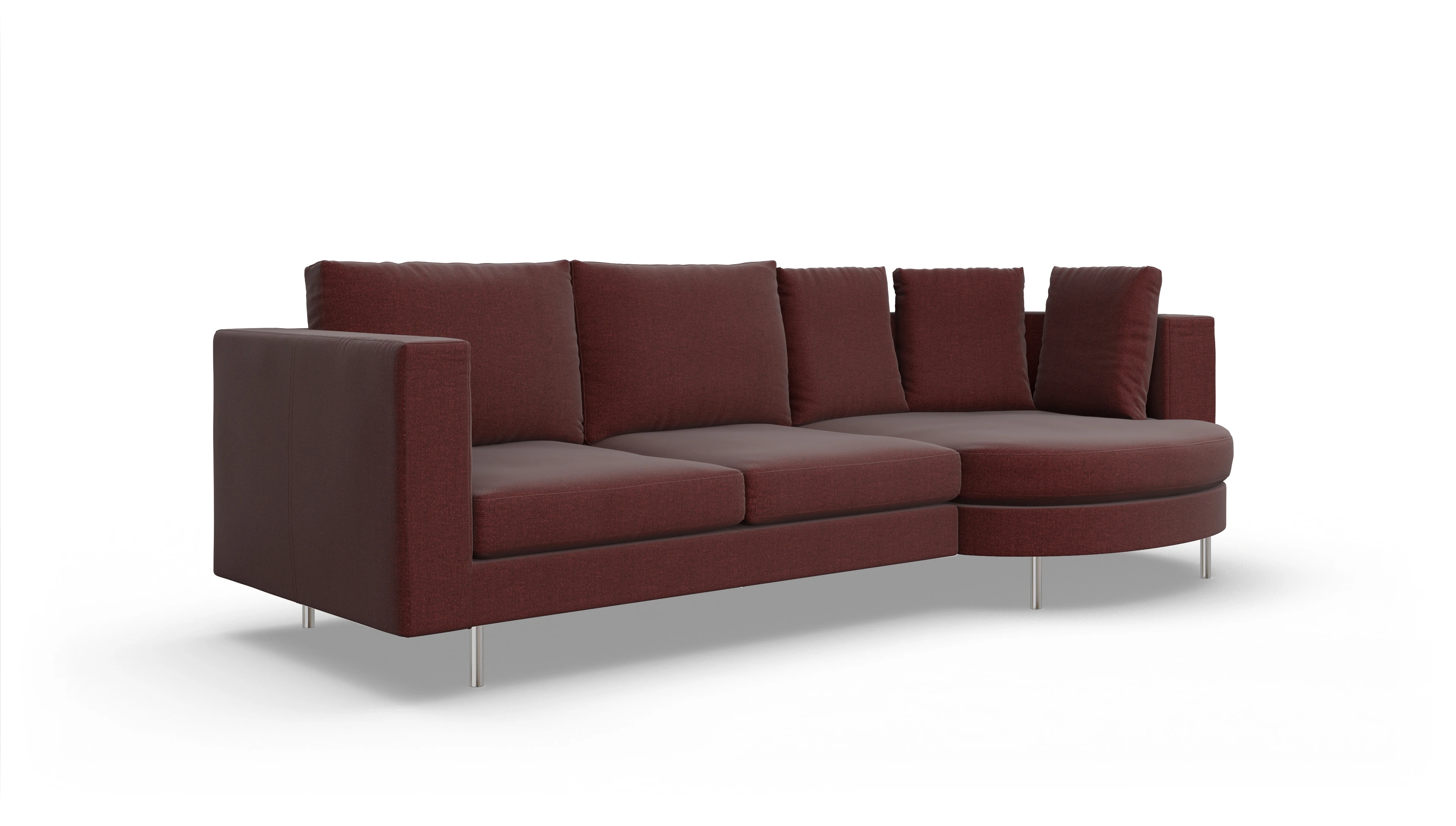 Ansicht des Produktes Silea Sofa mit Rec rechts in Stoff rot