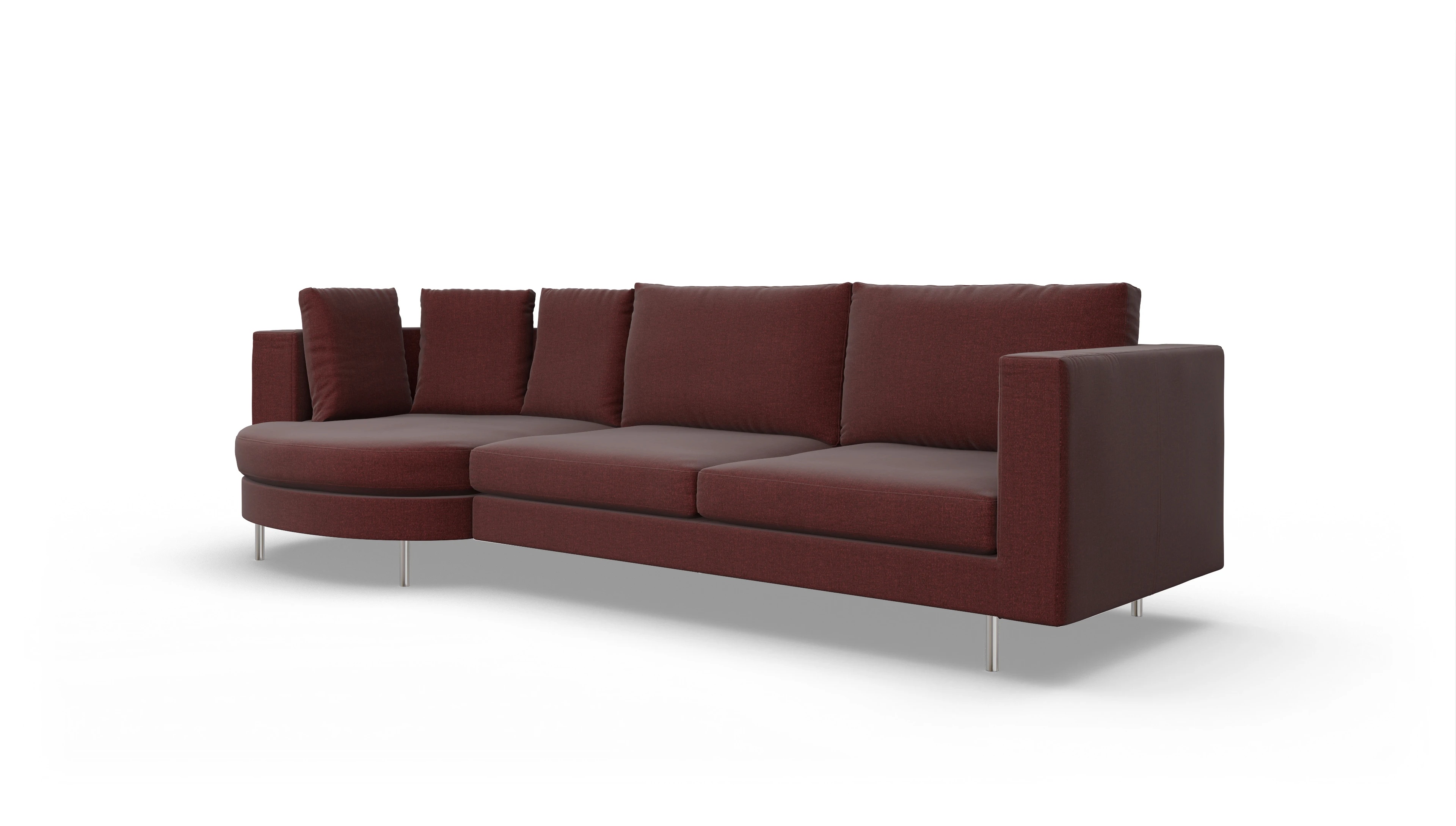 Design-Sofa Silea Ansicht des Produktes Silea Sofa mit Rec rechts in Stoff rot