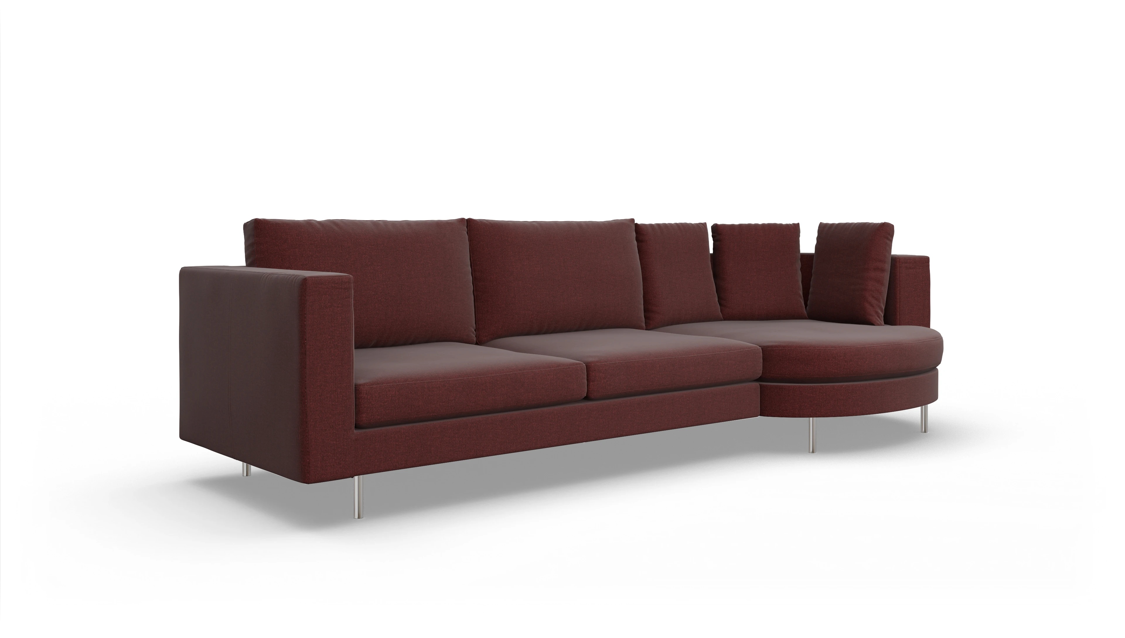 Ansicht des Produktes Silea Sofa mit Rec rechts in Stoff rot