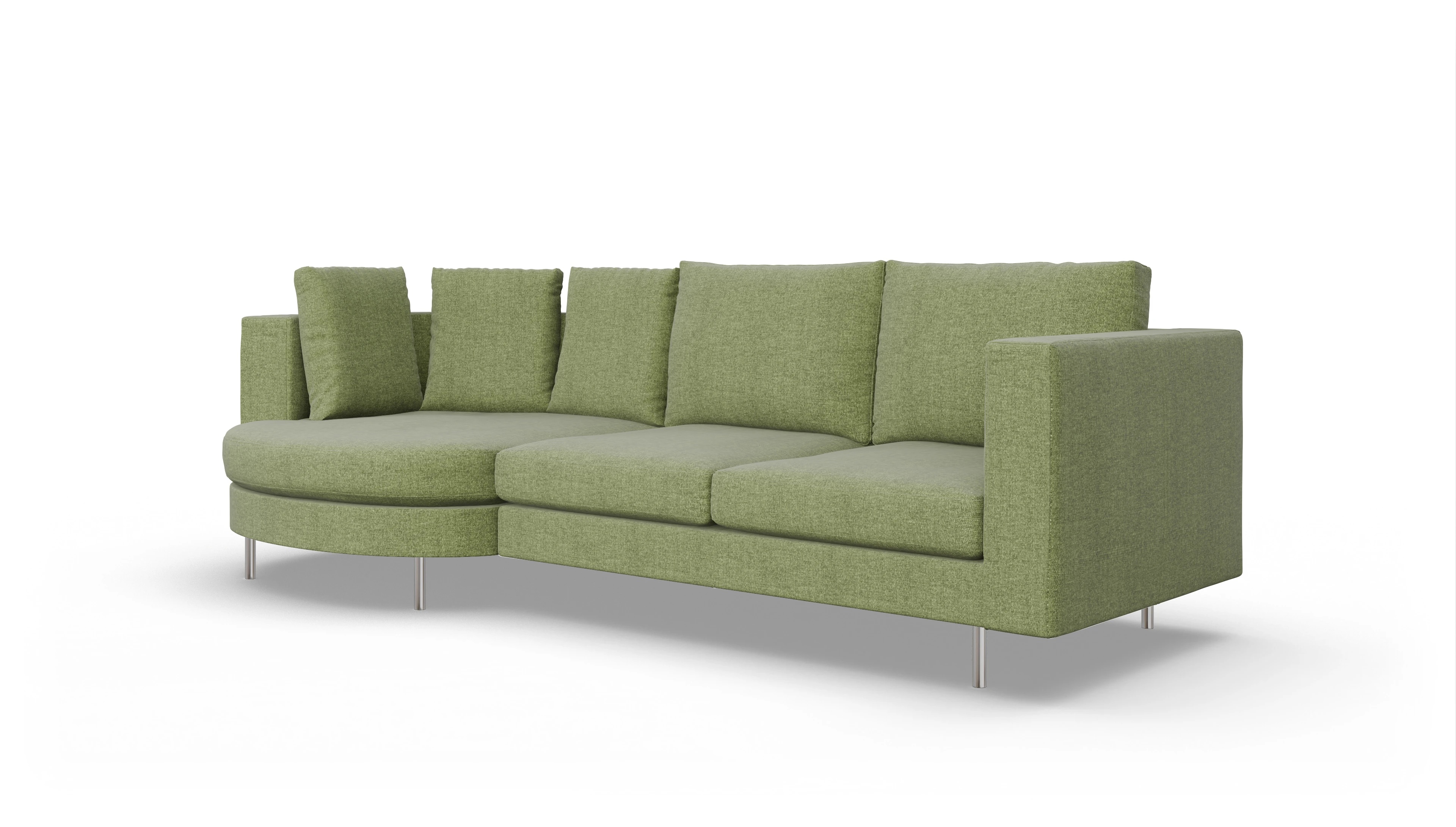 Ansicht des Produktes Silea Sofa mit Rec links in Stoff grün
