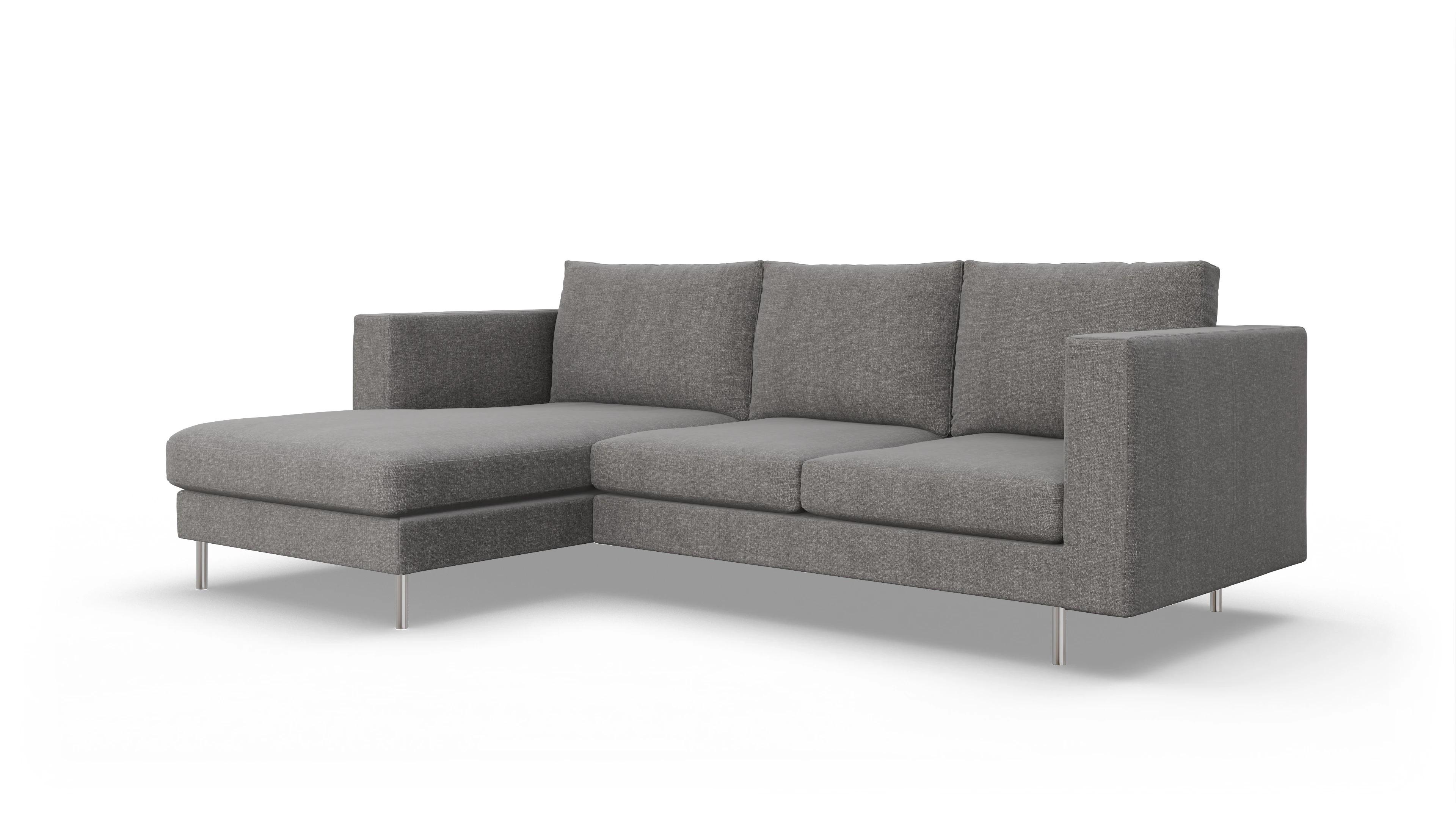 Design-Sofa Silea Ansicht des Produktes Silea Sofa mit Rec links in Stoff grau
