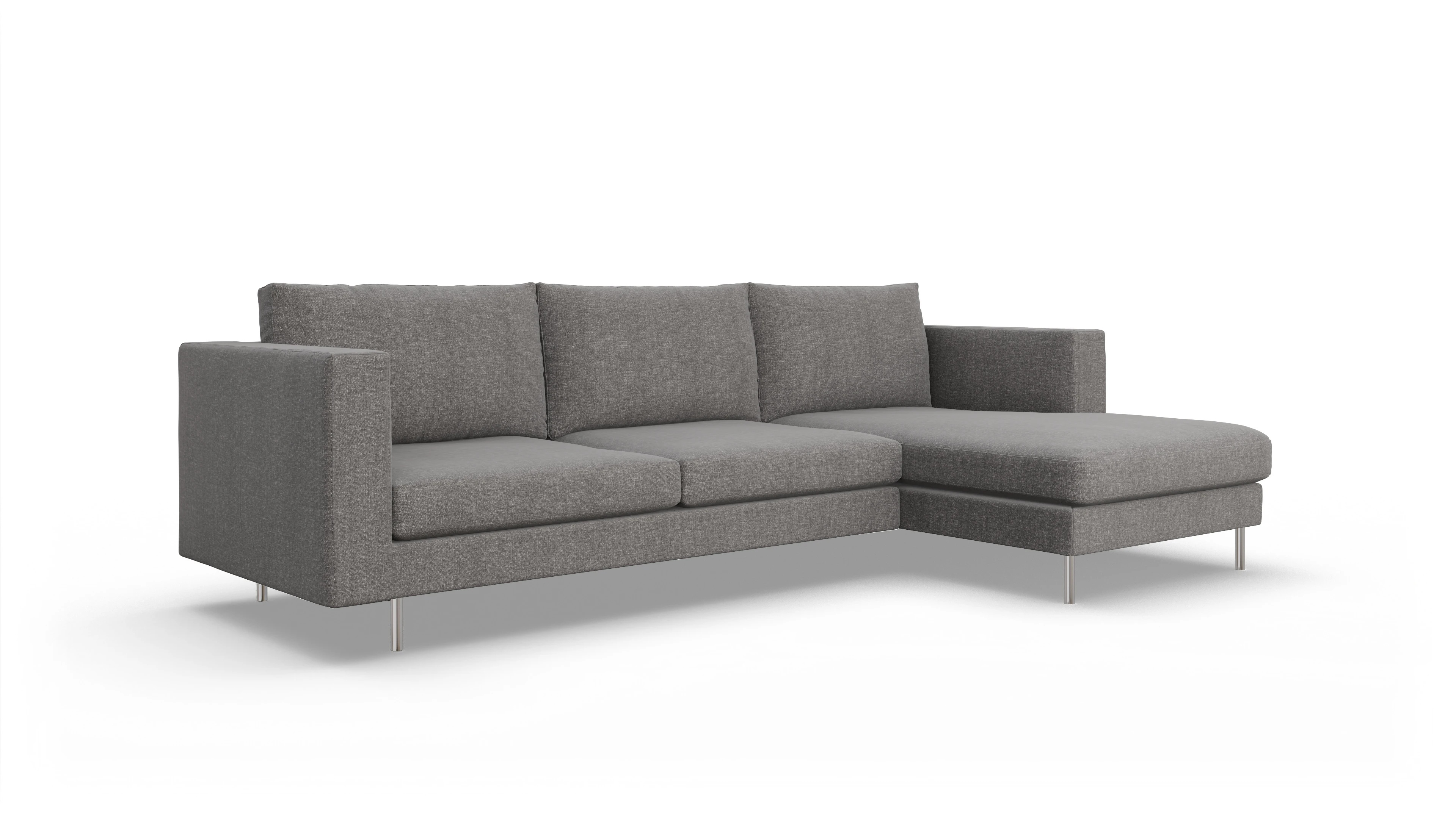 Design-Sofa Silea Ansicht des Produktes Silea Sofa mit Rec rechts in Stoff grau