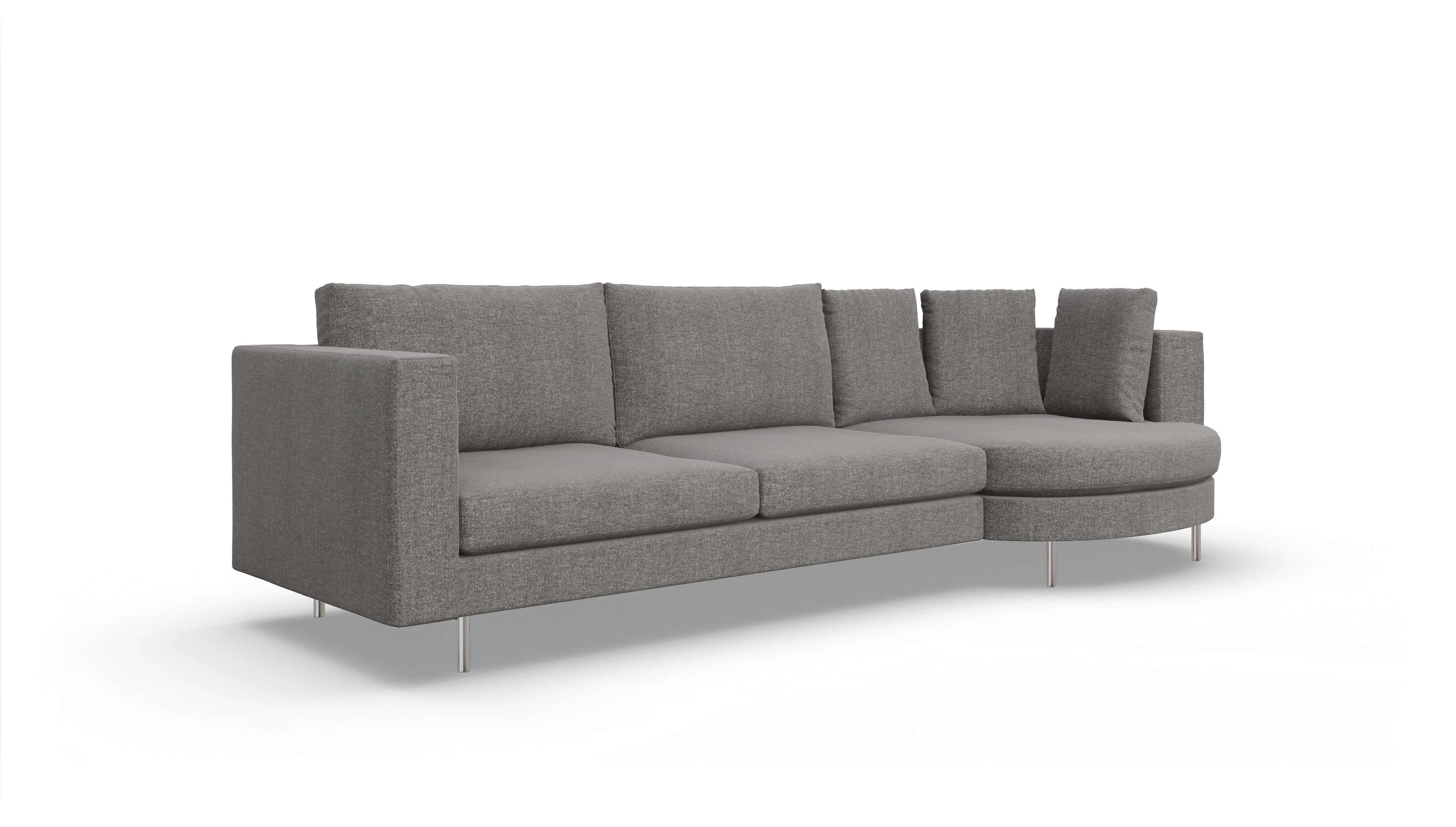 Design-Sofa Silea Ansicht des Produktes Silea Sofa mit Rec rechts in Stoff grau