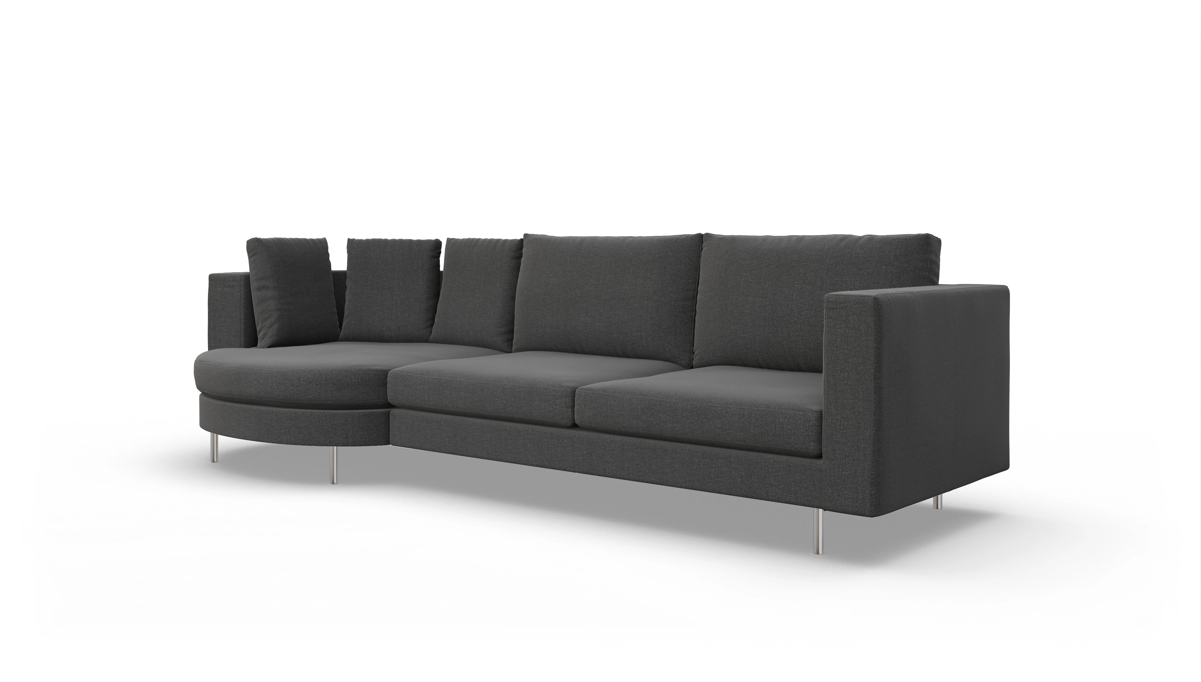 Design-Sofa Silea Ansicht des Produktes Silea Sofa mit Rec rechts in Stoff grau