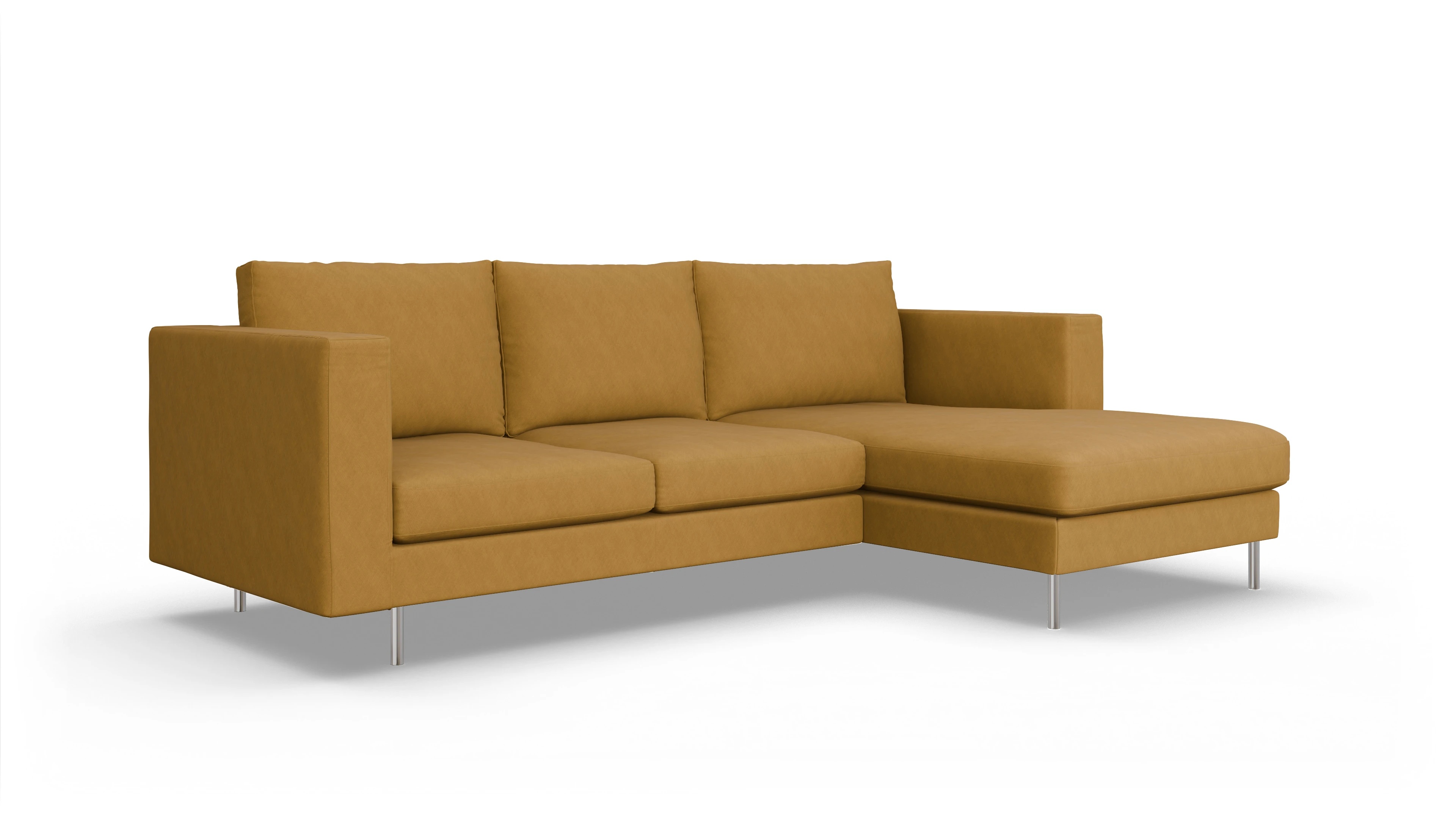 Design-Sofa Silea Ansicht des Produktes Silea Sofa mit Rec rechts in Stoff gelb