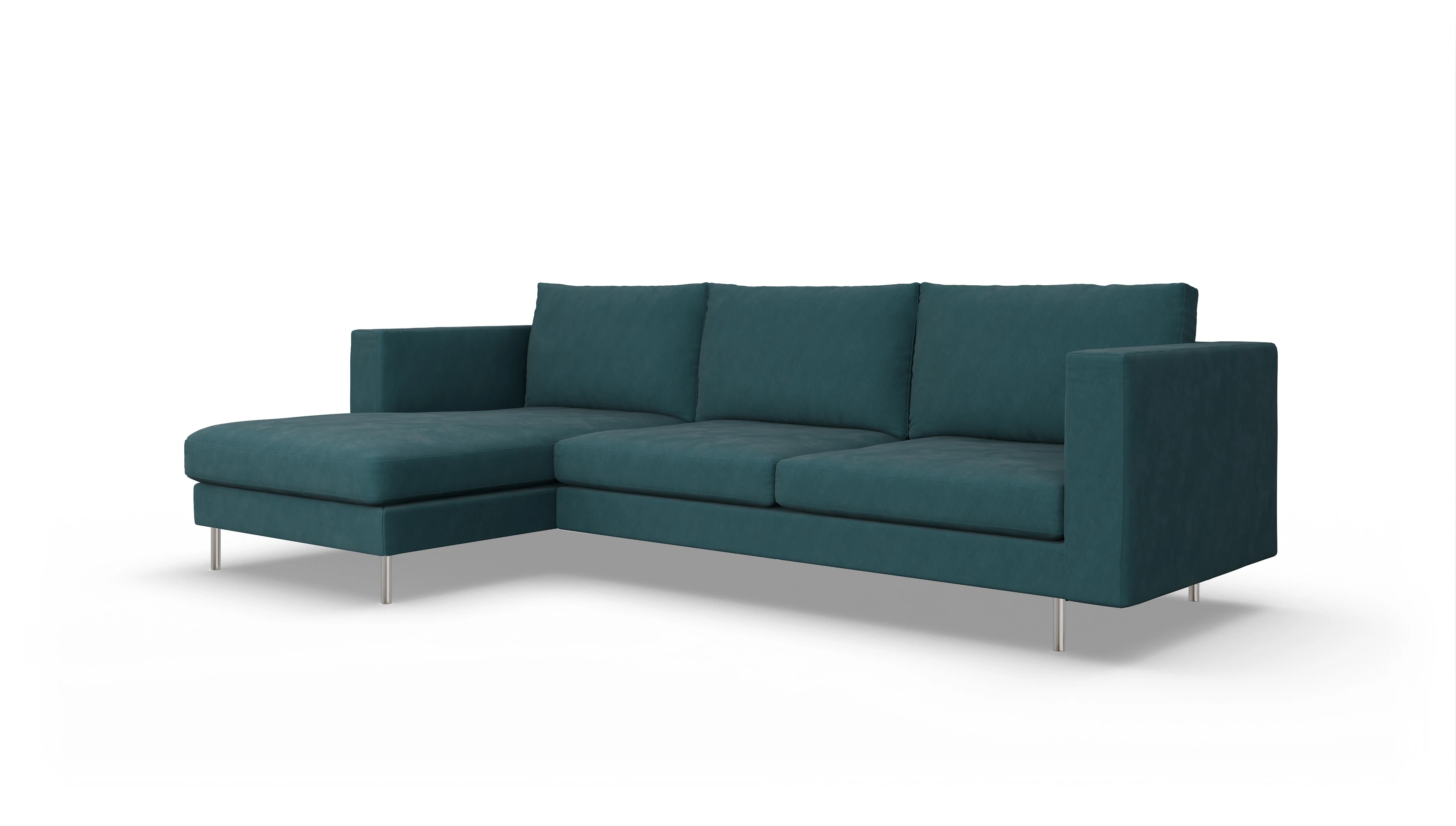 Design-Sofa Silea Ansicht des Produktes Silea Sofa mit Rec links in Stoff blau