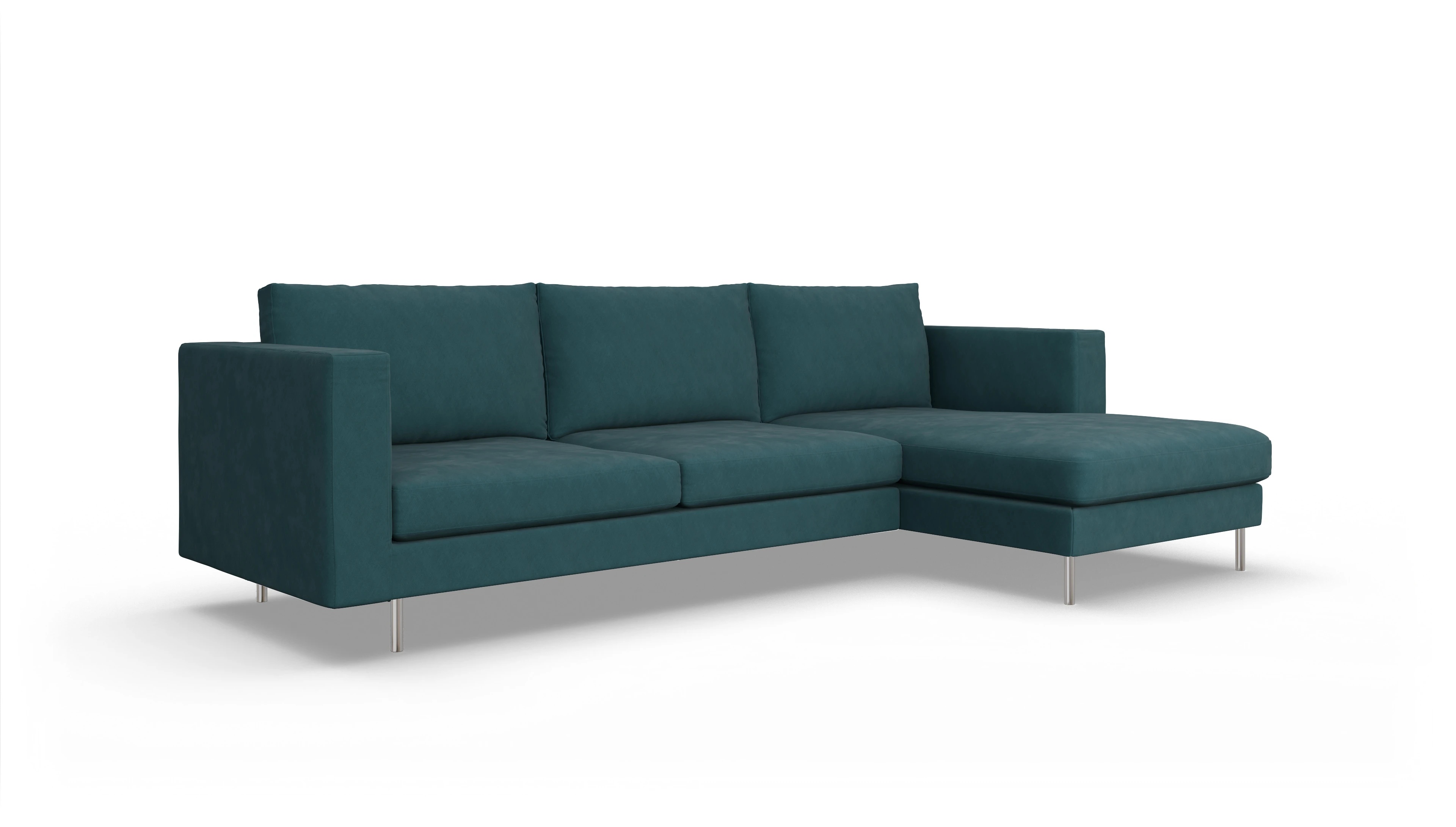 Design-Sofa Silea Ansicht des Produktes Silea Sofa mit Rec rechts in Stoff blau