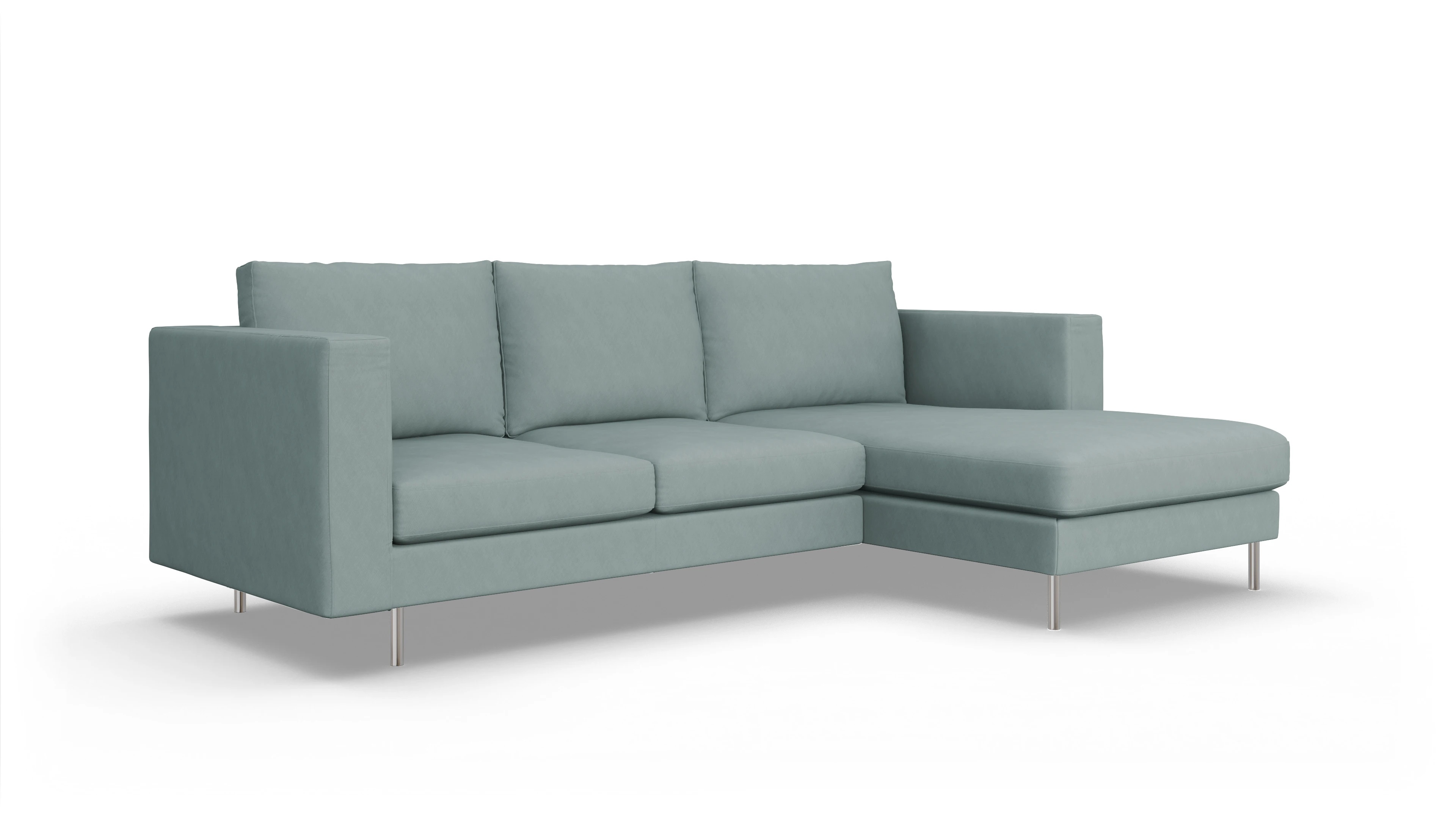 Ansicht des Produktes Silea Sofa mit Rec rechts in Stoff blau