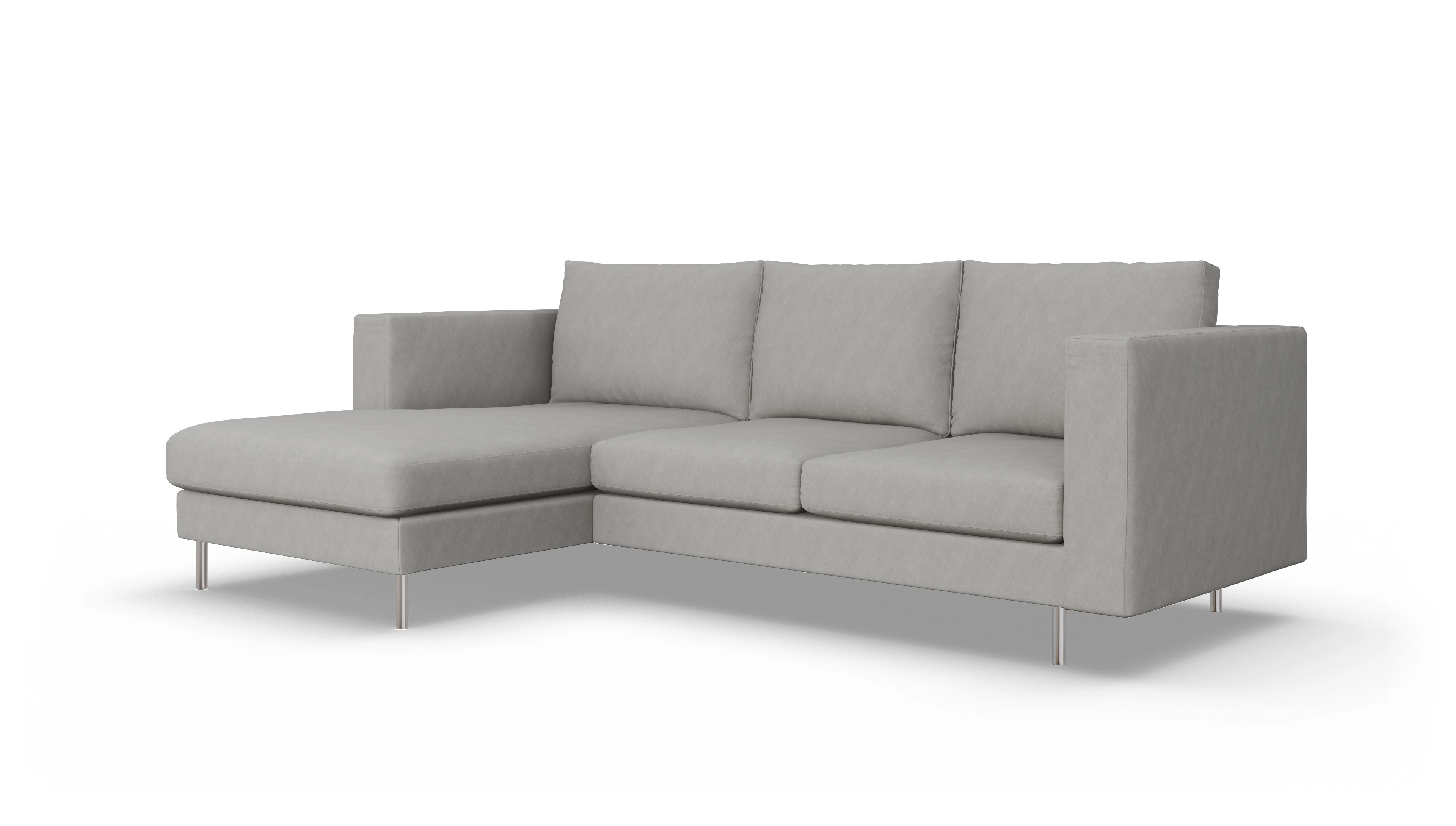 Design-Sofa Silea Ansicht des Produktes Silea Sofa mit Rec links in Stoff grau