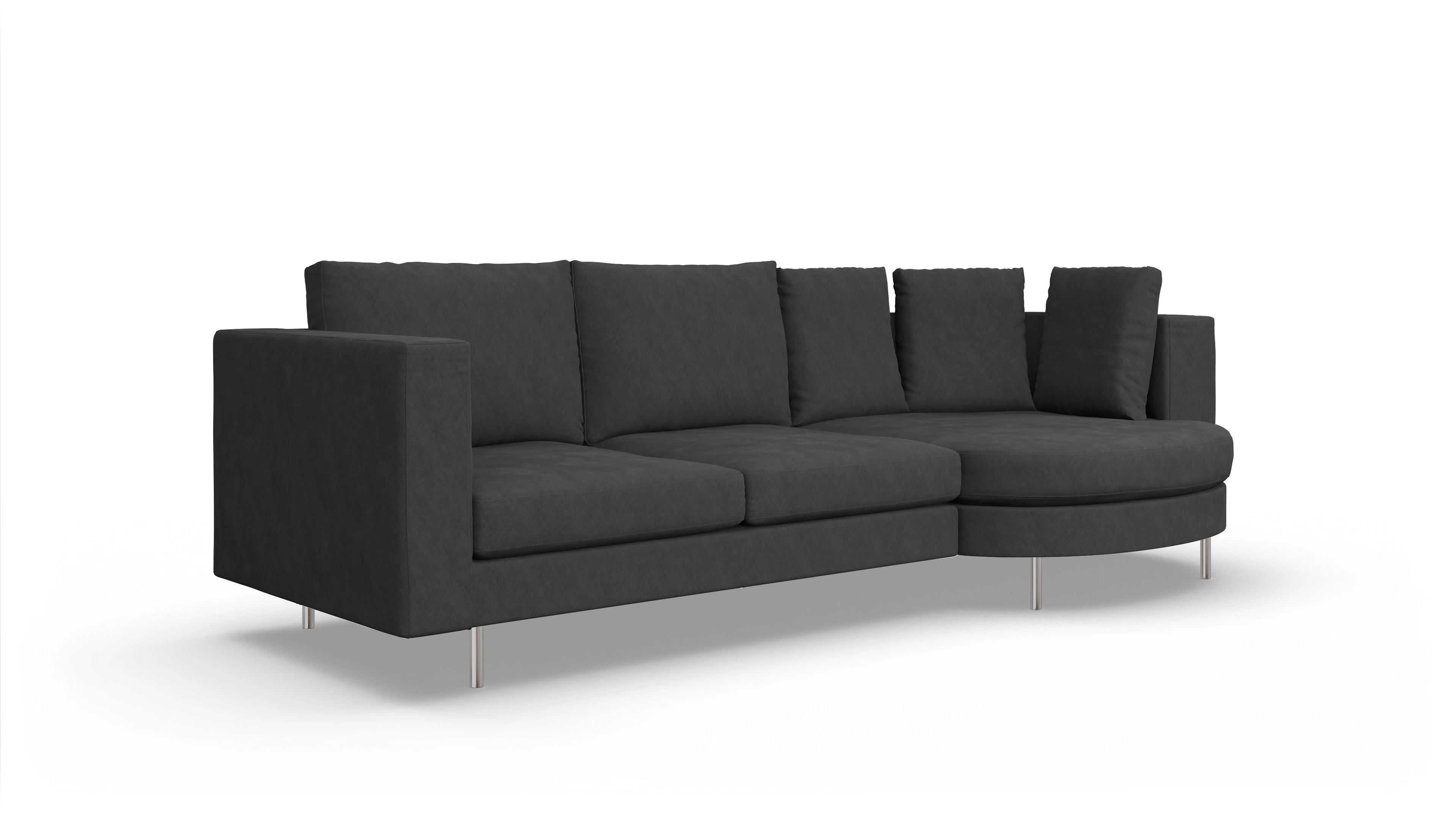 Design-Sofa Silea Ansicht des Produktes Silea Sofa mit Rec rechts in Stoff grau