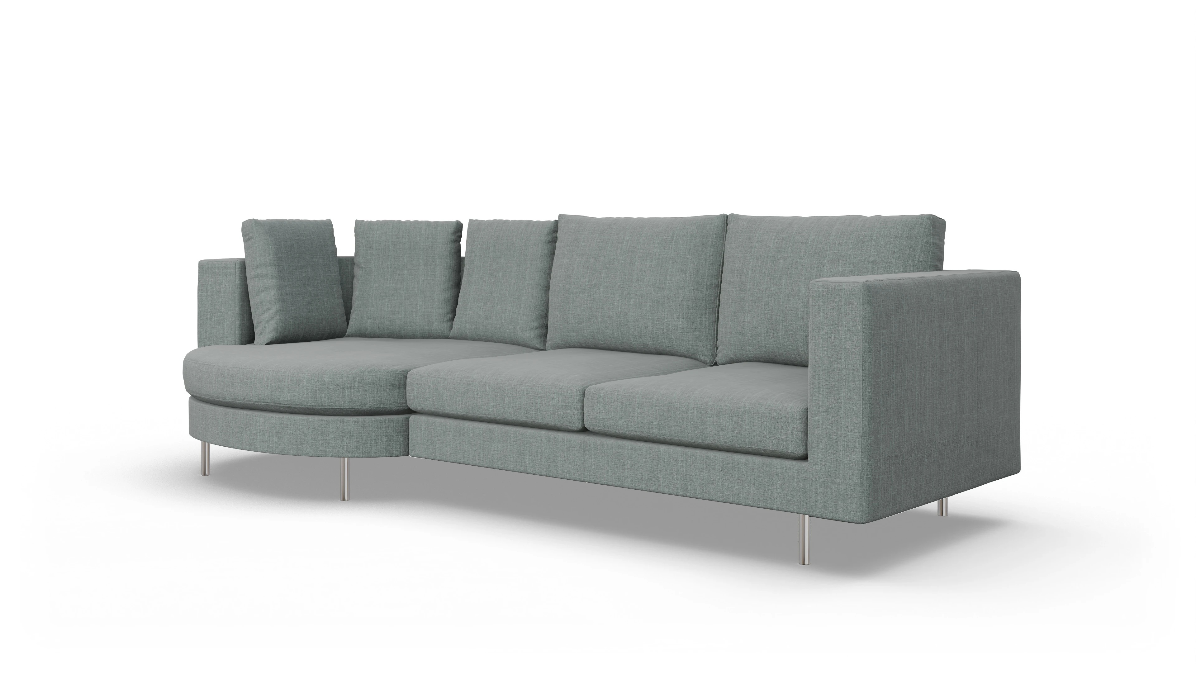 Ansicht des Produktes Silea Sofa mit Rec links in Stoff grau