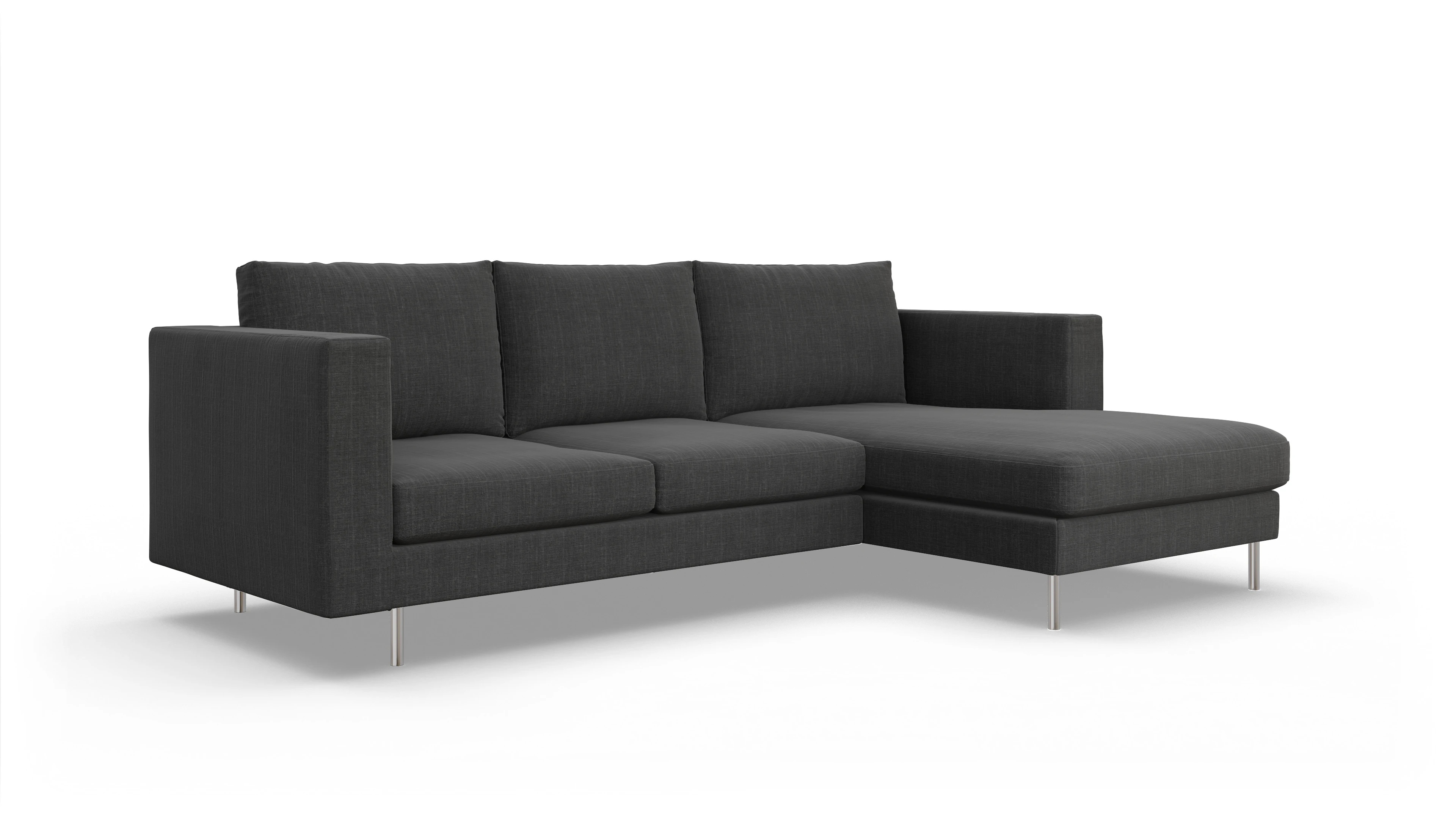 Ansicht des Produktes Silea Sofa mit Rec rechts in Stoff schwarz