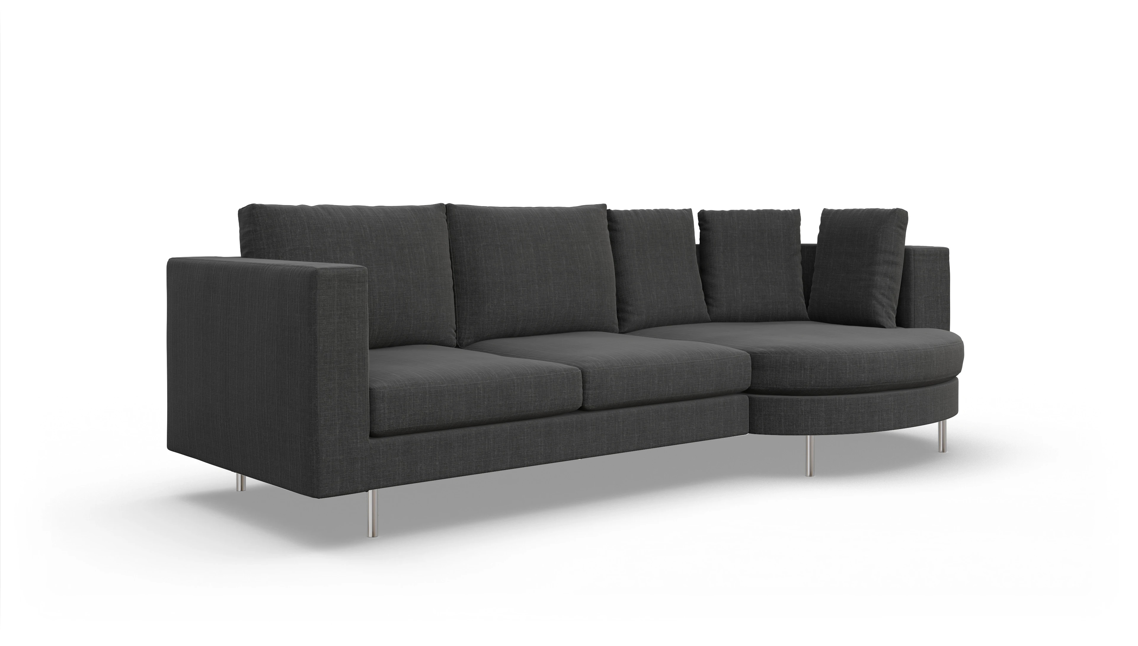 Design-Sofa Silea Ansicht des Produktes Silea Sofa mit Rec rechts in Stoff schwarz
