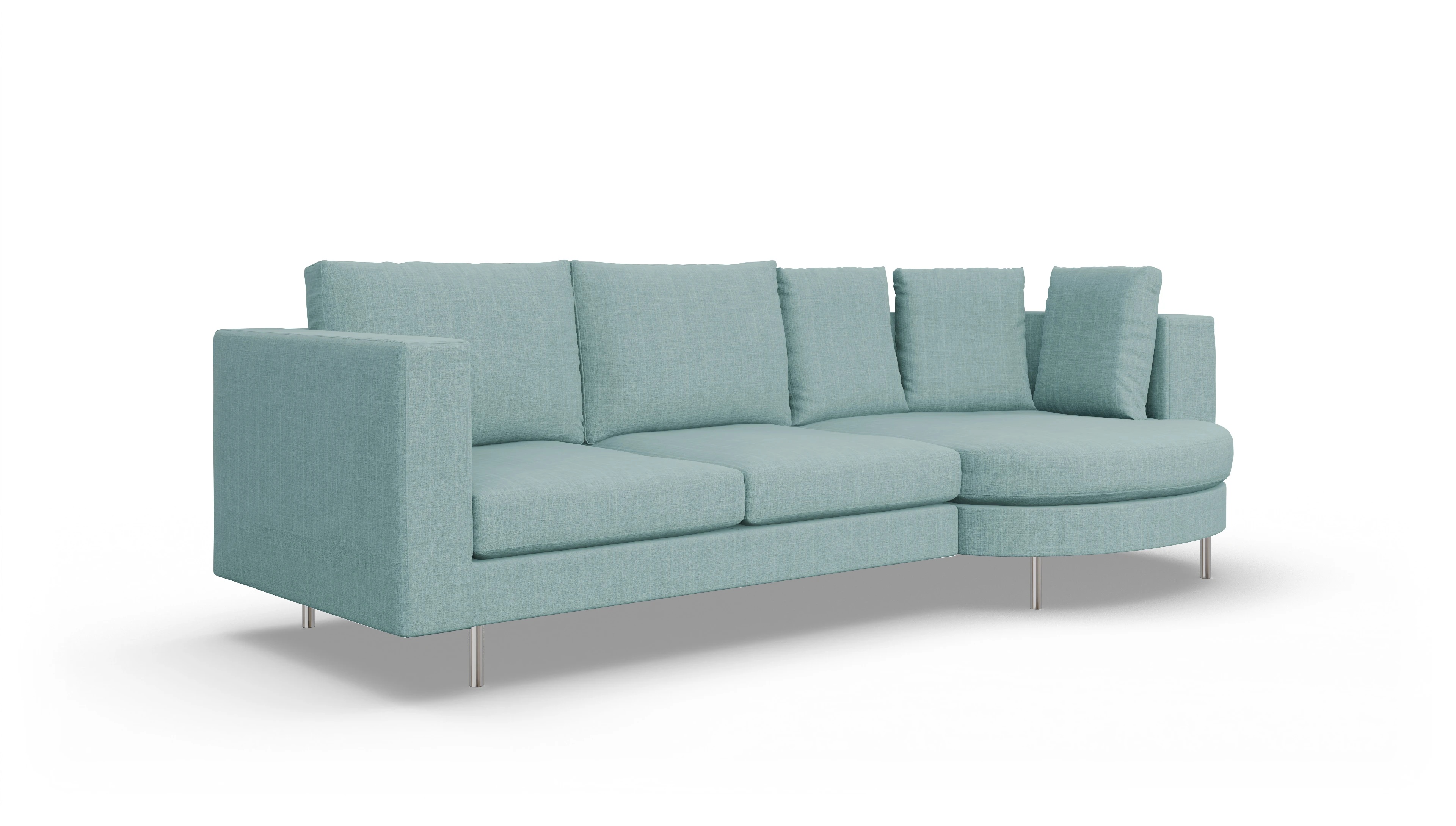 Design-Sofa Silea Ansicht des Produktes Silea Sofa mit Rec rechts in Stoff blau