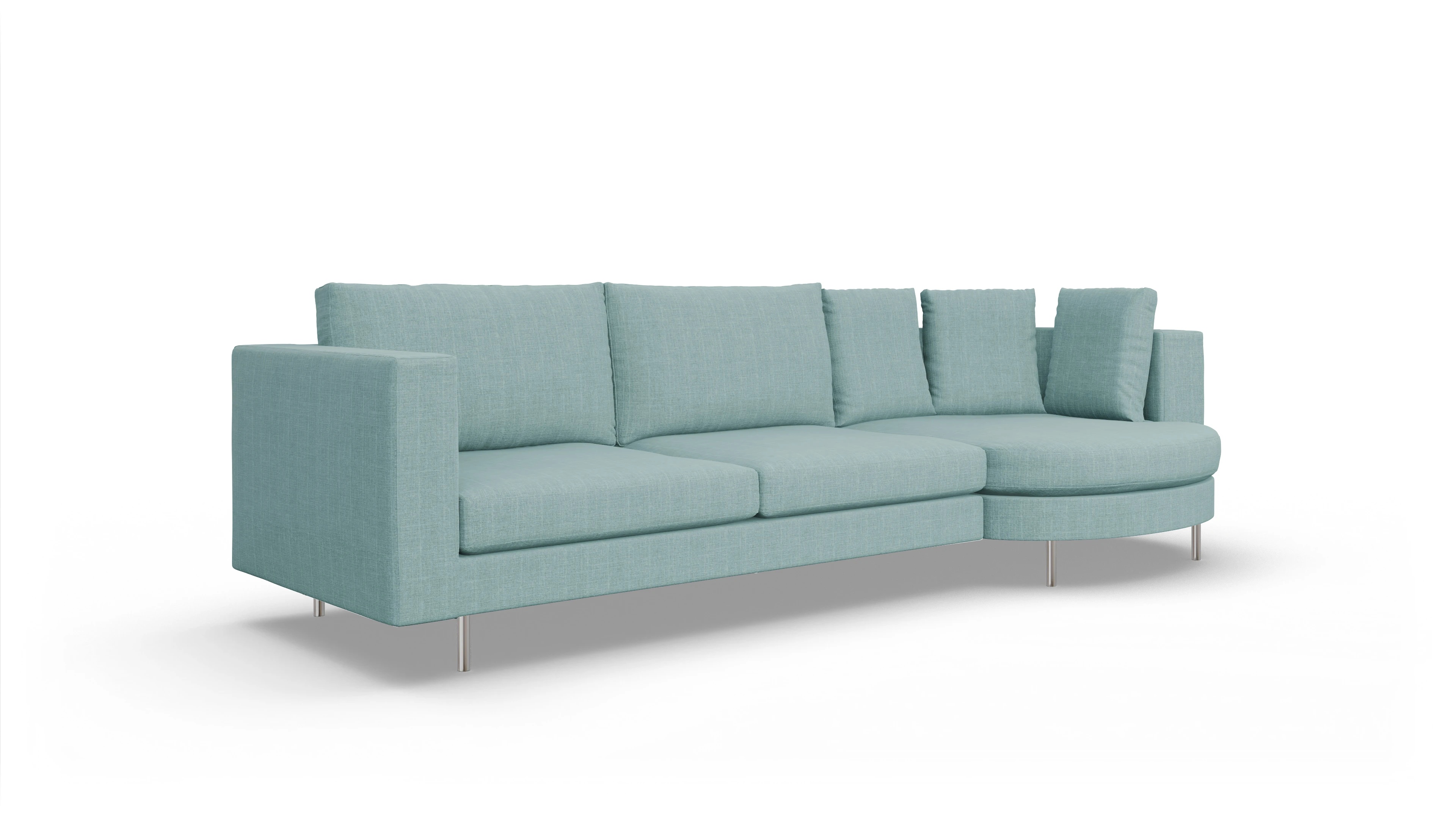 Ansicht des Produktes Silea Sofa mit Rec rechts in Stoff blau