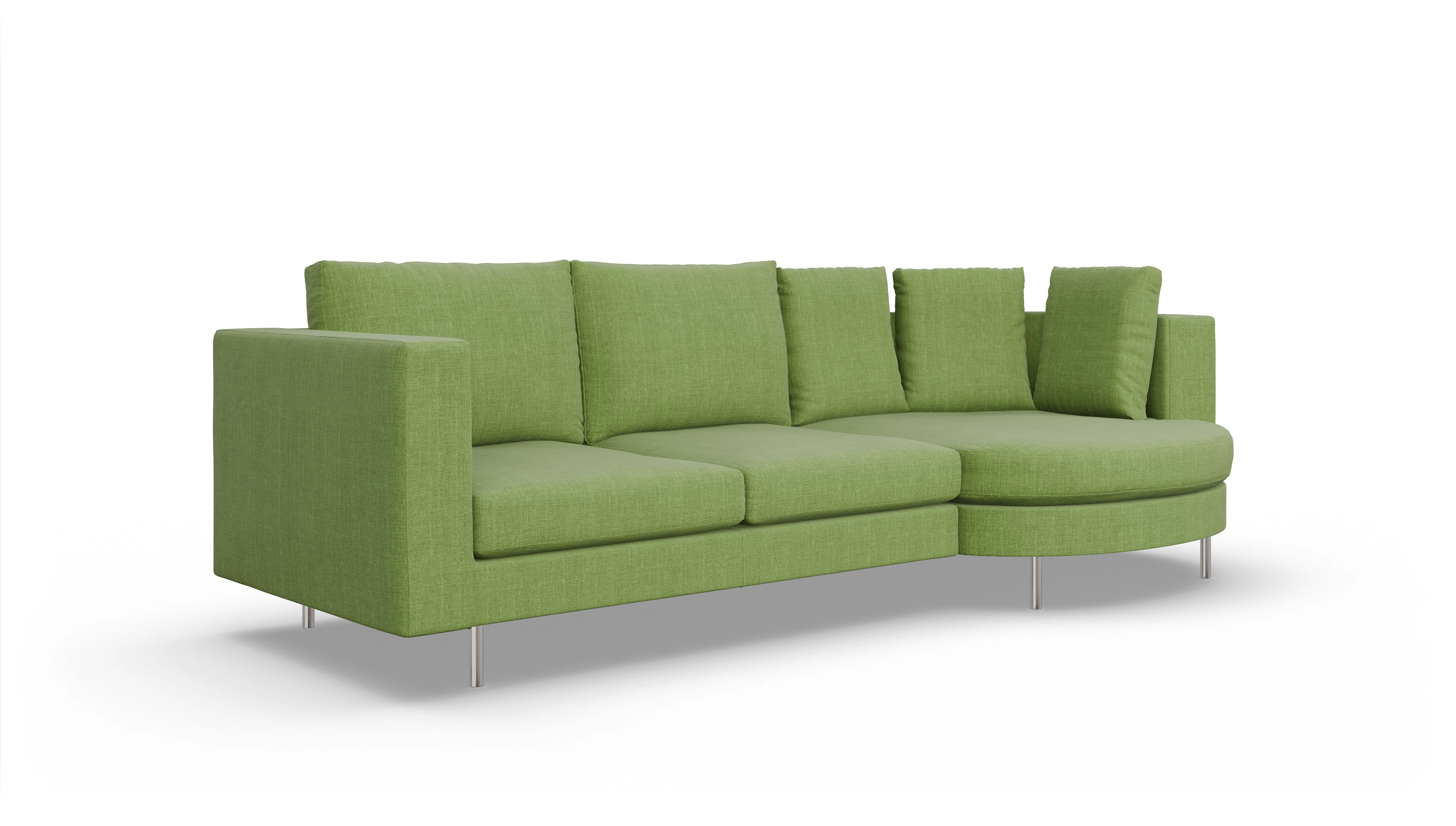 Ansicht des Produktes Silea Sofa mit Rec rechts in Stoff grün