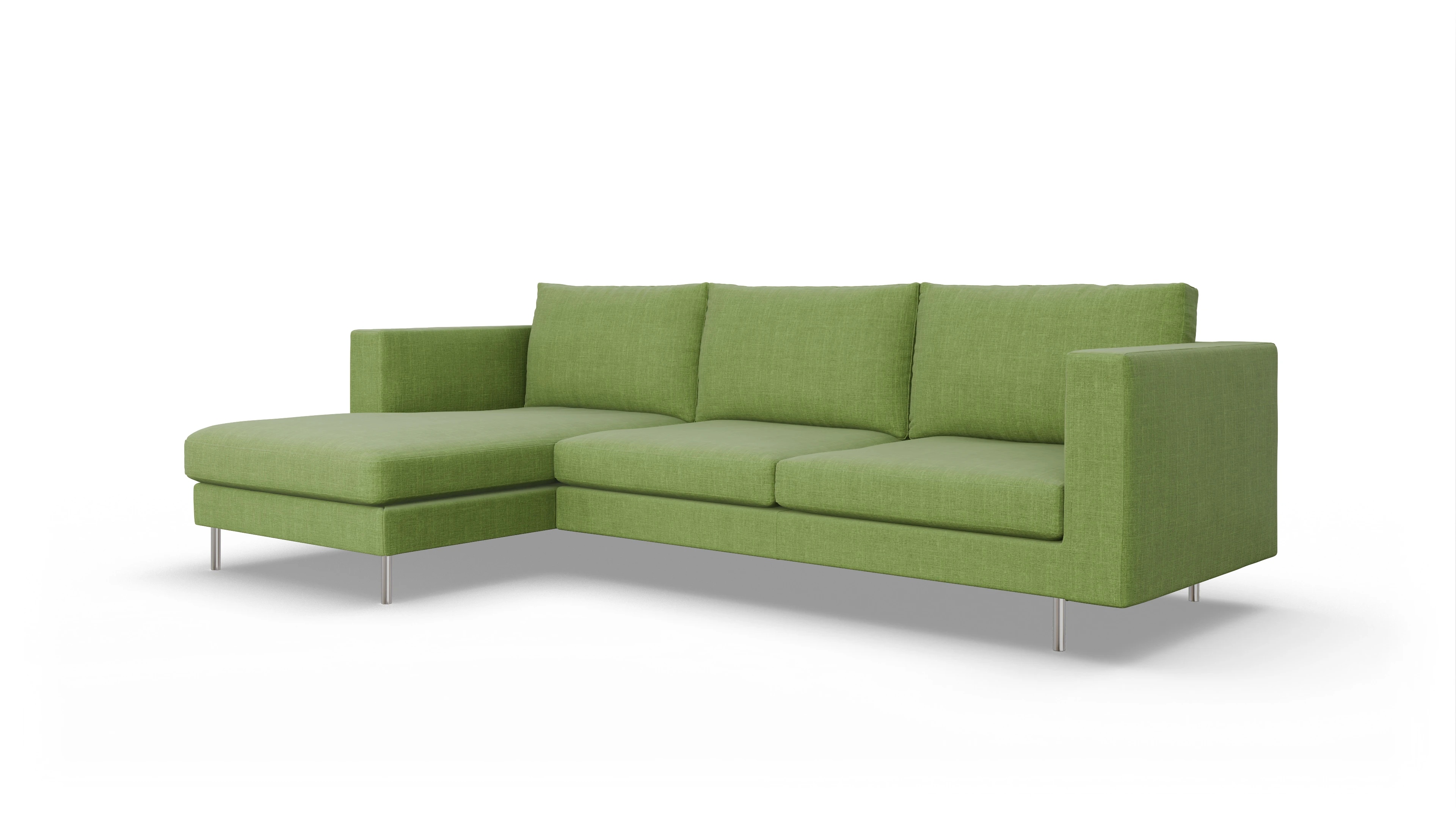 Design-Sofa Silea Ansicht des Produktes Silea Sofa mit Rec links in Stoff grün