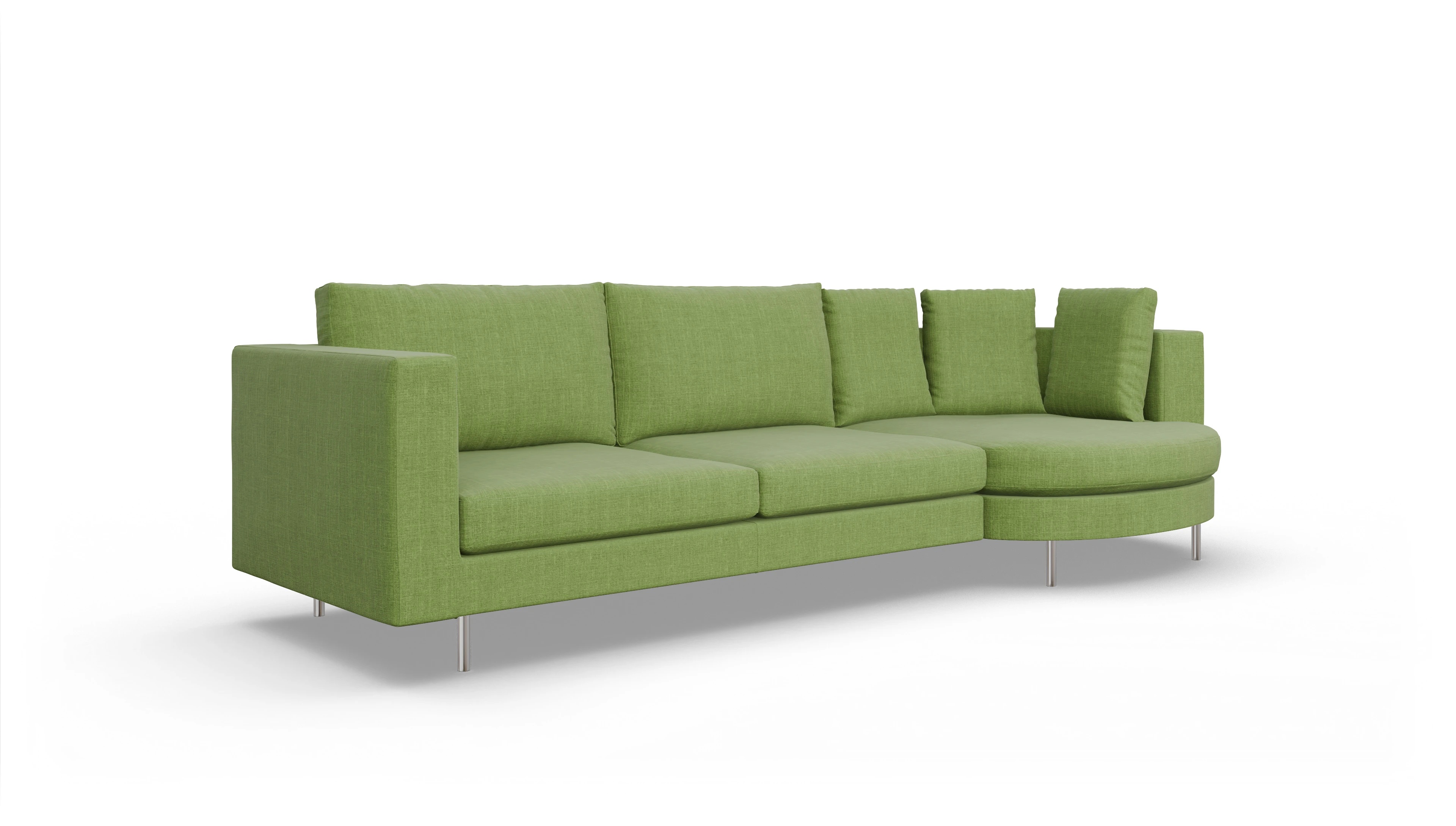 Ansicht des Produktes Silea Sofa mit Rec rechts in Stoff grün