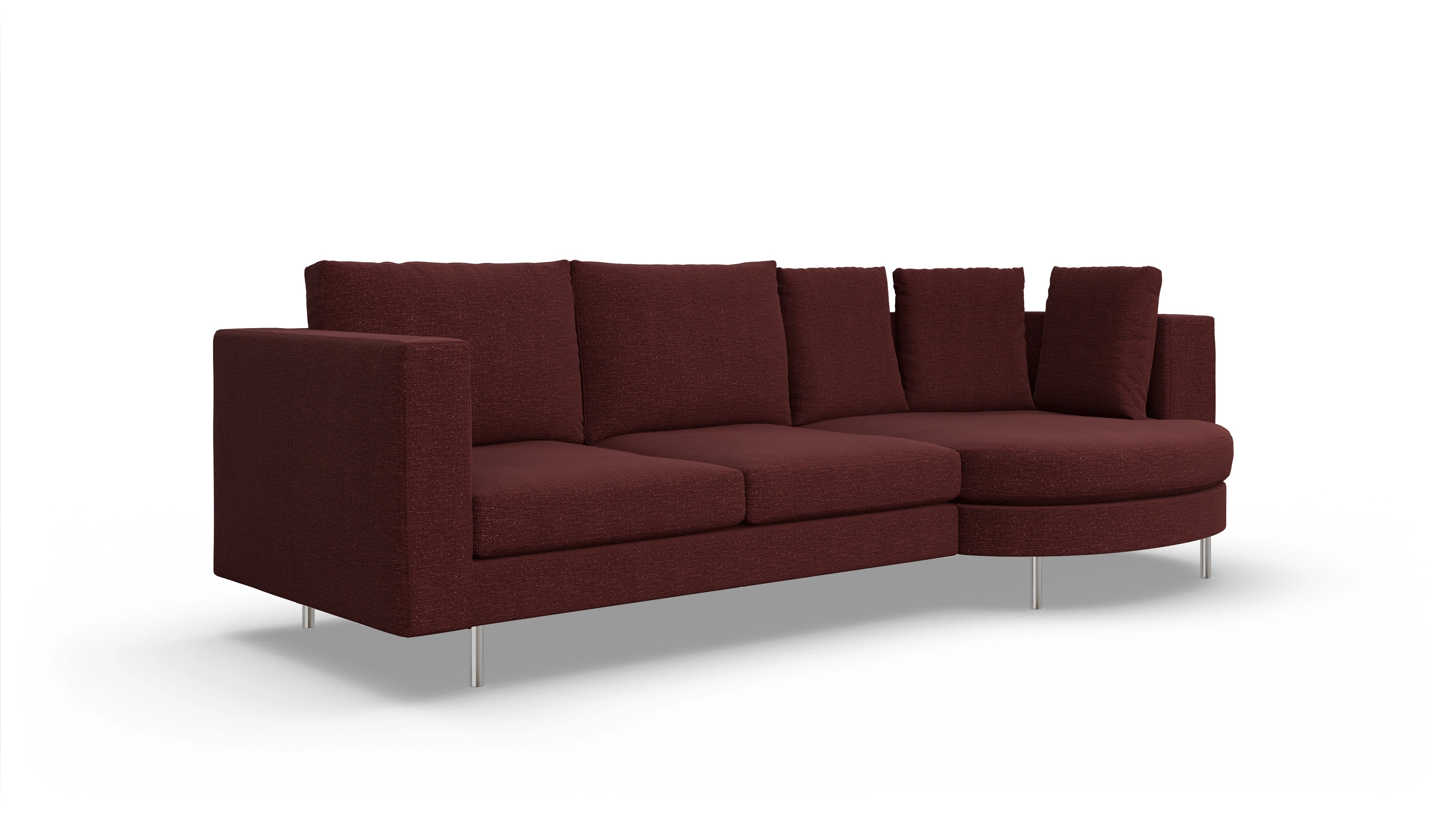 Ansicht des Produktes Silea Sofa mit Rec rechts in Stoff rot