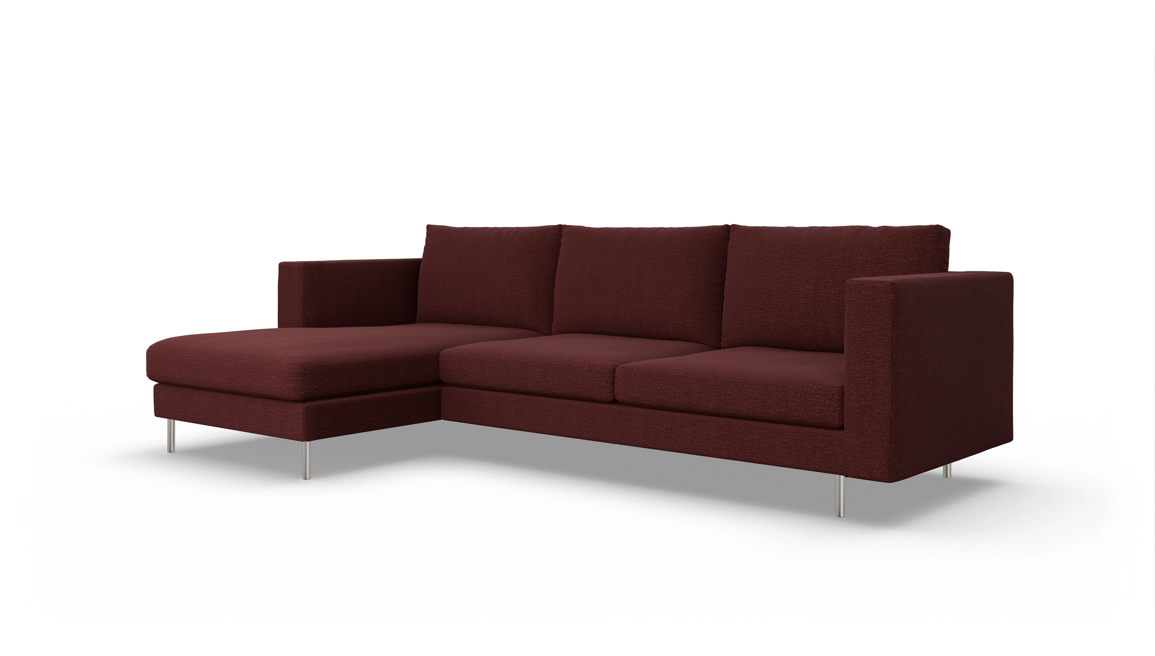 Ansicht des Produktes Silea Sofa mit Rec links in Stoff rot