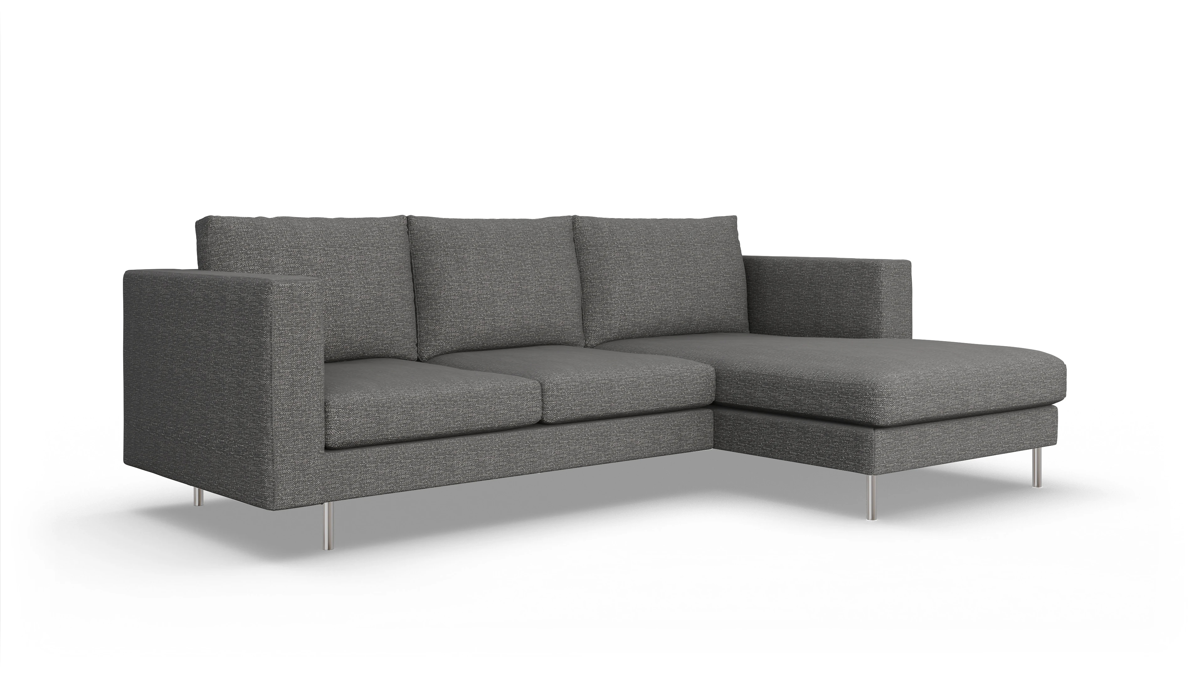 Design-Sofa Silea Ansicht des Produktes Silea Sofa mit Rec rechts in Stoff grau