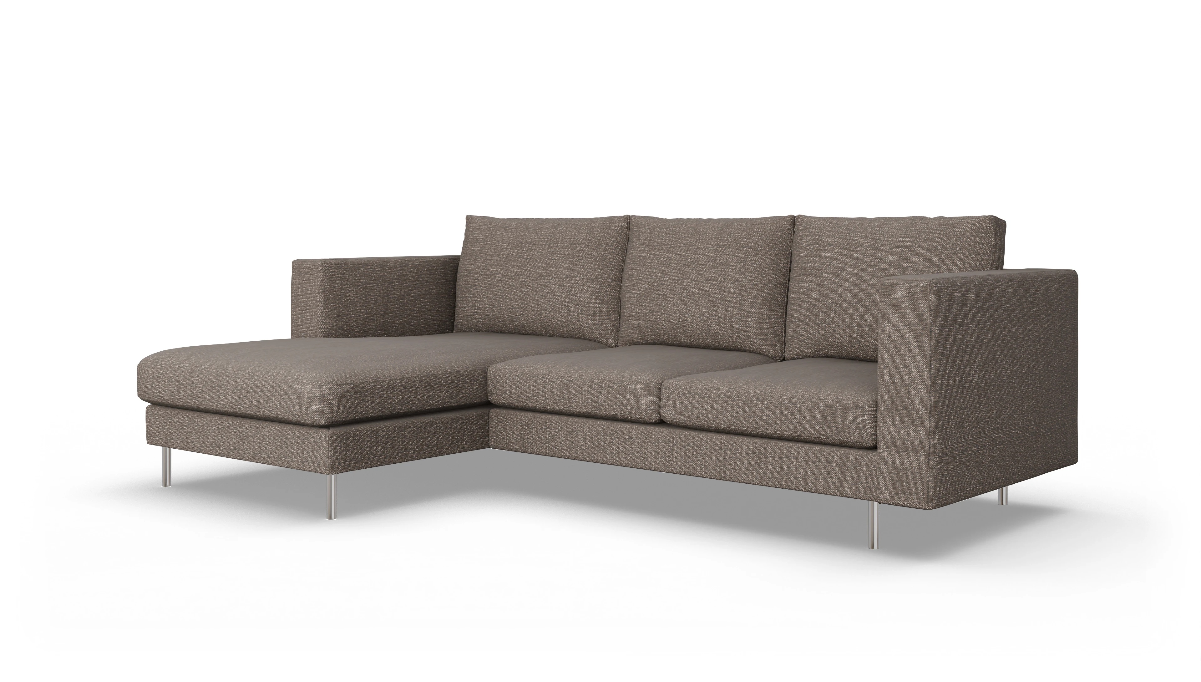 Design-Sofa Silea Ansicht des Produktes Silea Sofa mit Rec links in Stoff braun