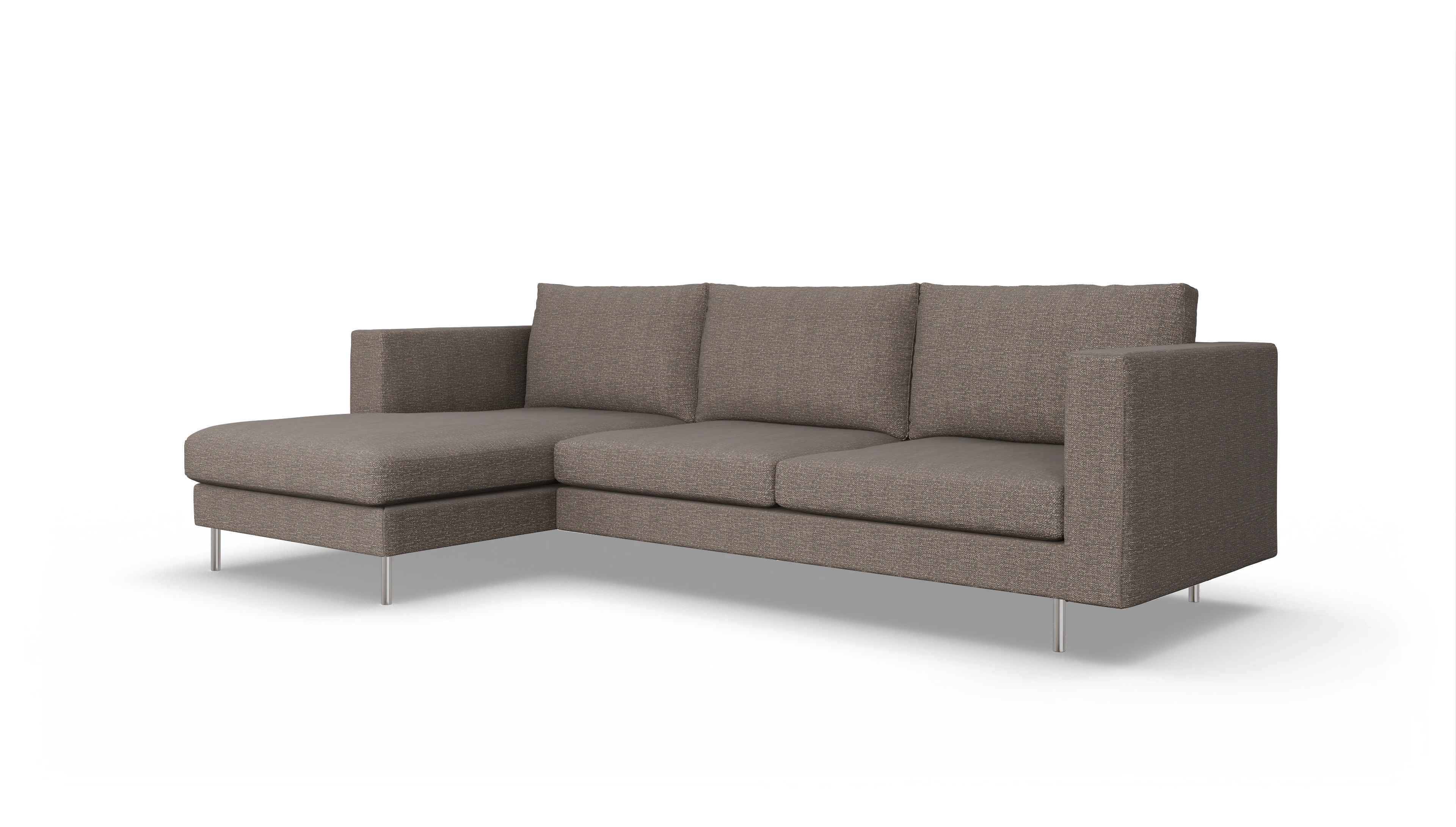 Design-Sofa Silea Ansicht des Produktes Silea Sofa mit Rec links in Stoff braun