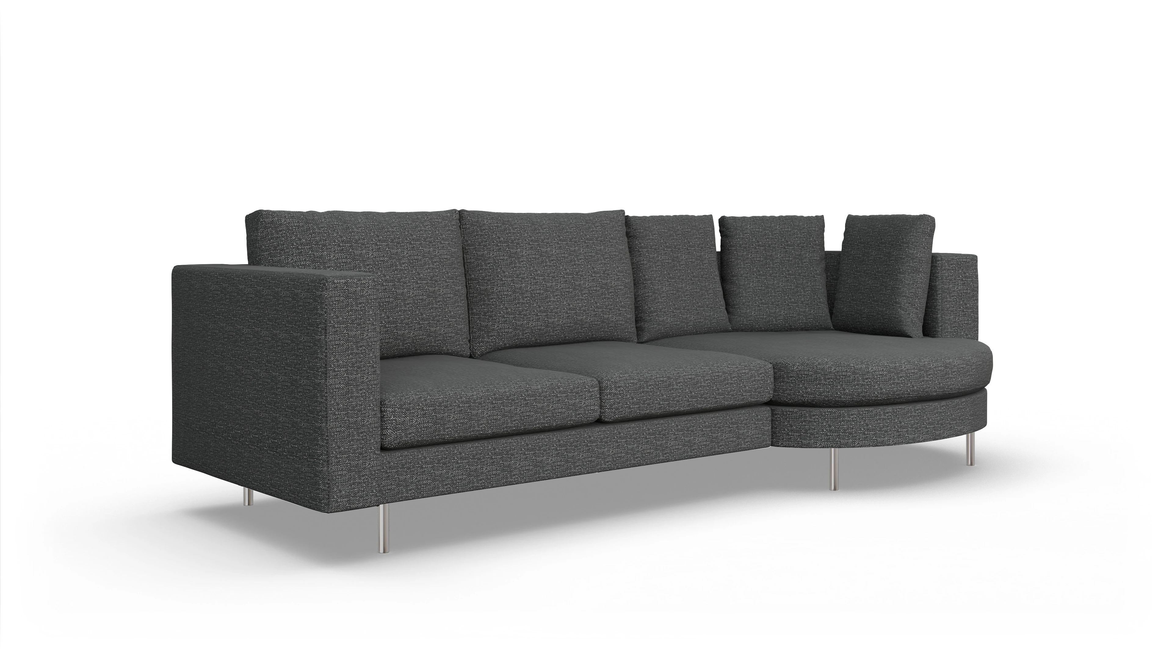 Ansicht des Produktes Silea Sofa mit Rec rechts in Stoff grau