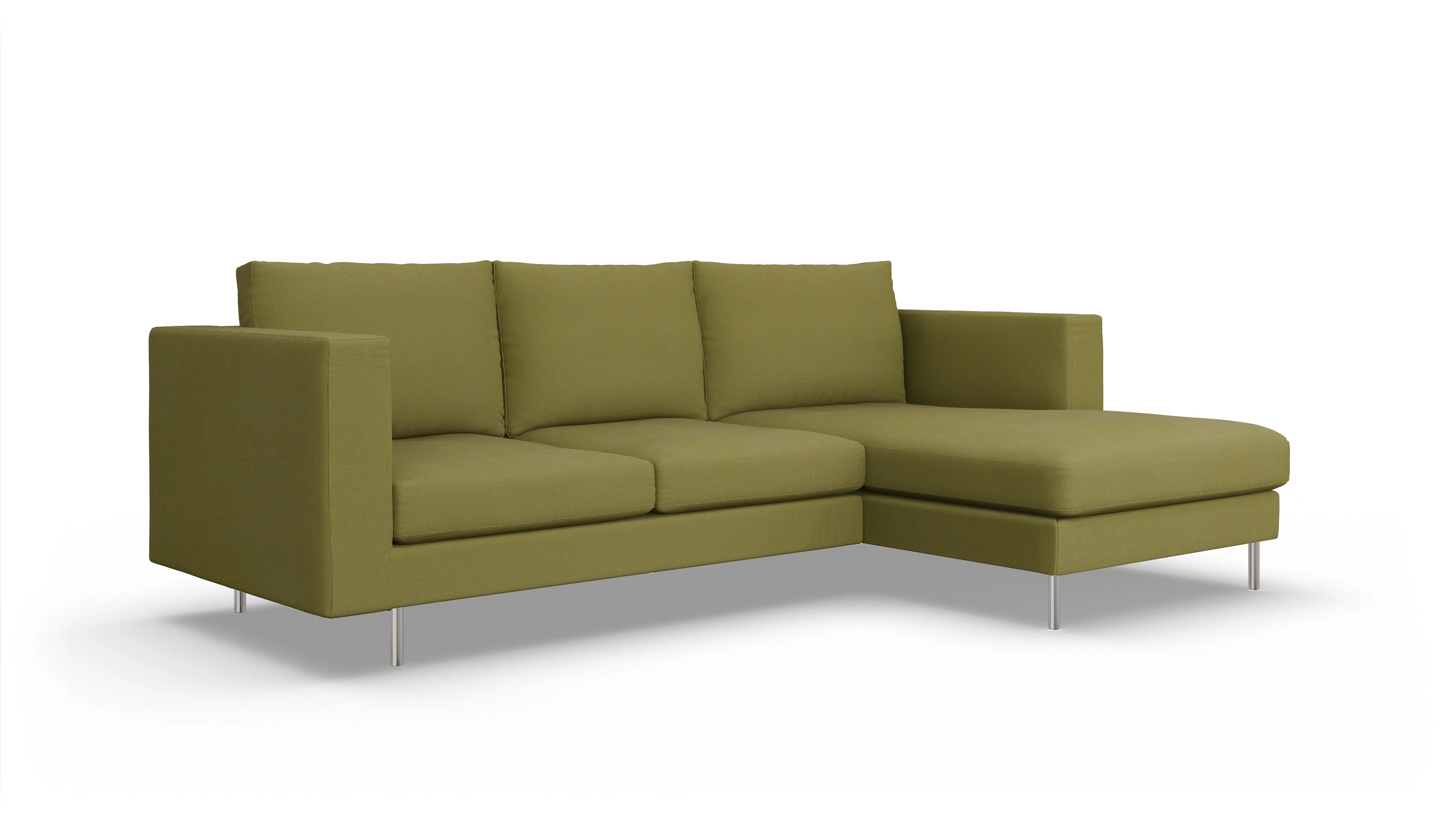 Design-Sofa Silea Ansicht des Produktes Silea Sofa mit Rec rechts in Stoff grün
