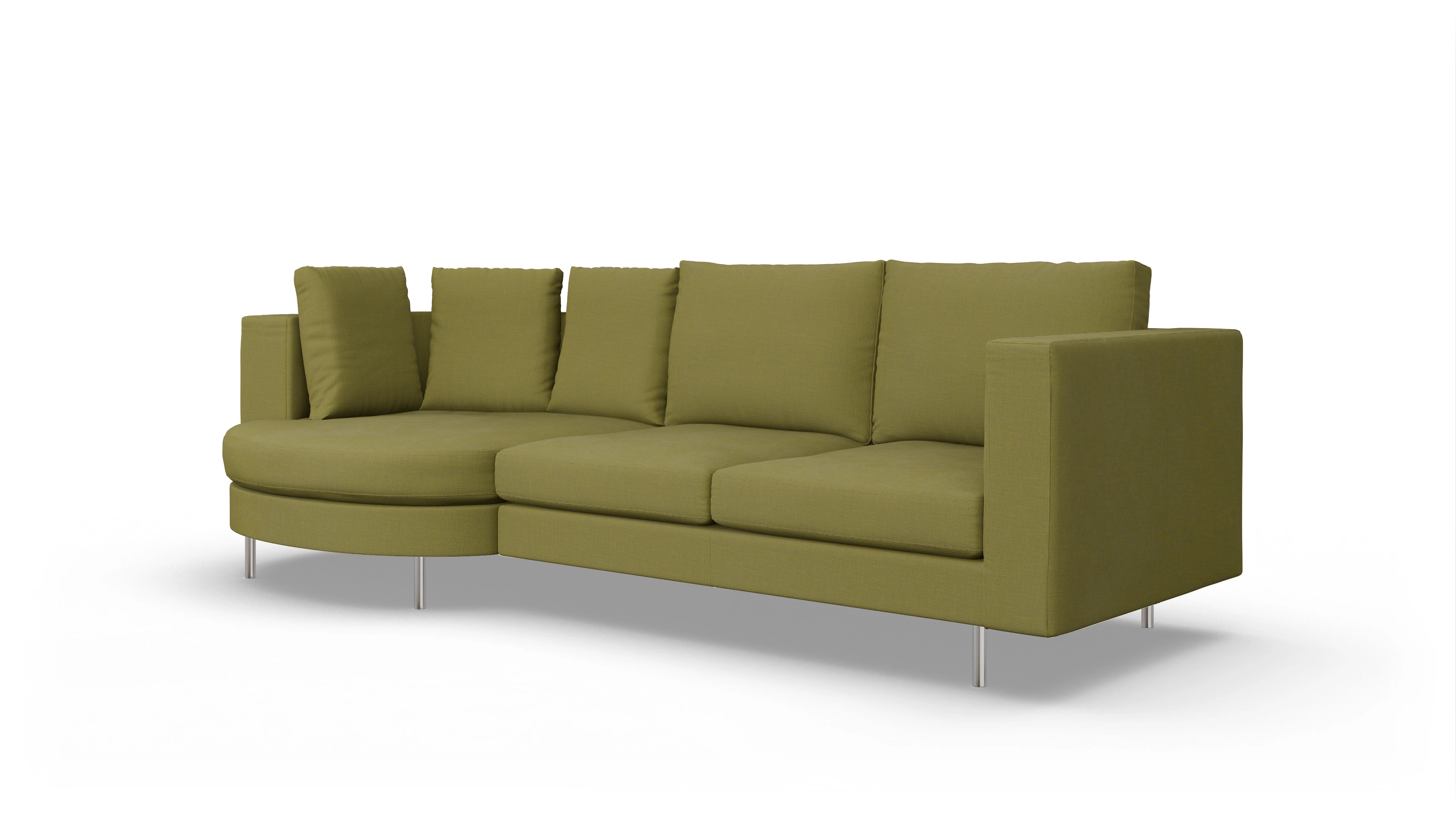 Ansicht des Produktes Silea Sofa mit Rec links in Stoff grün