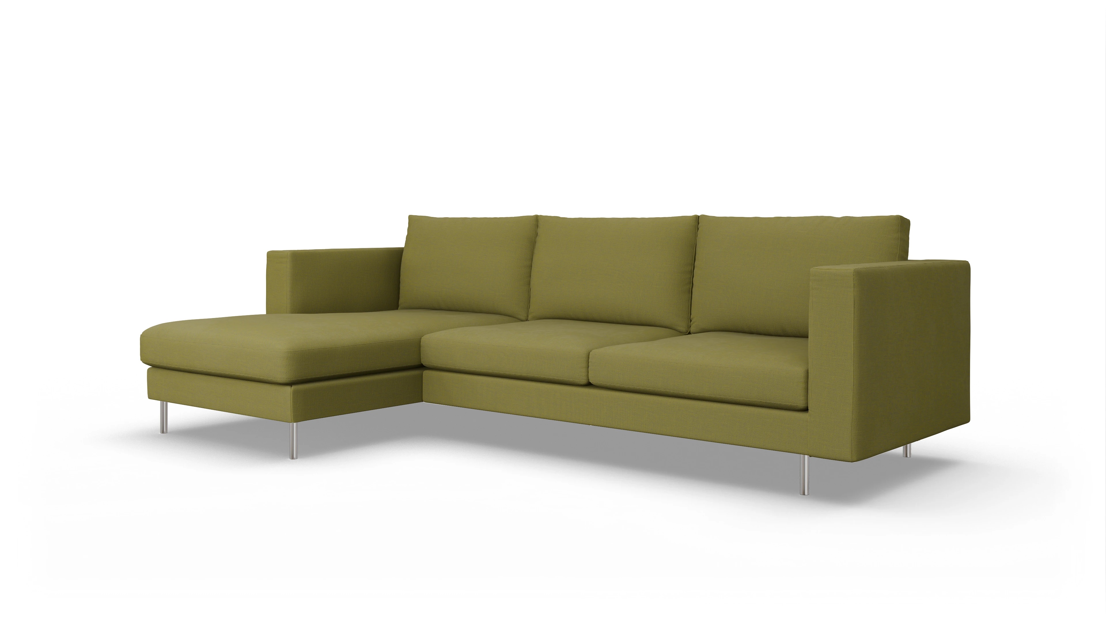 Ansicht des Produktes Silea Sofa mit Rec links in Stoff grün