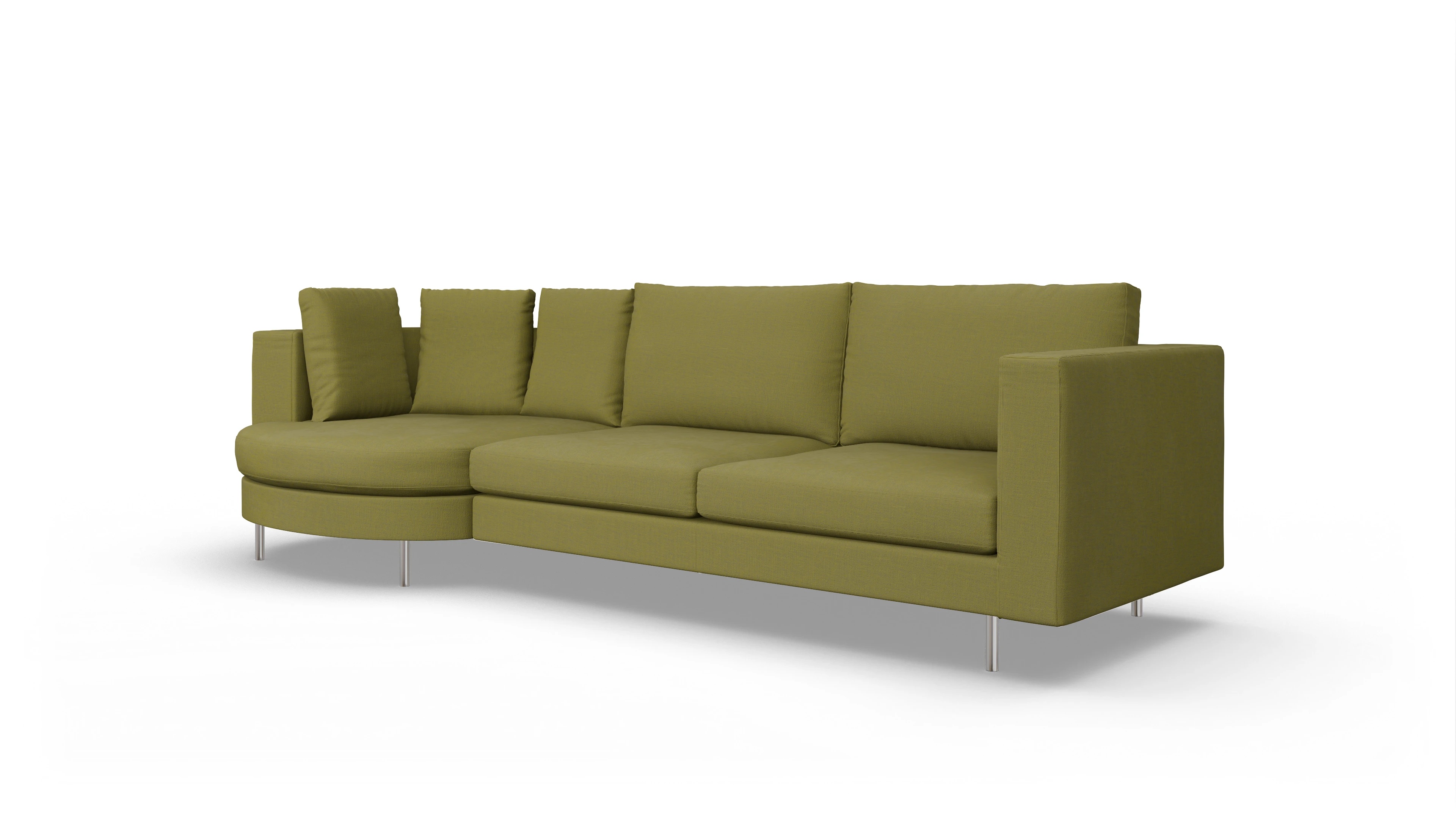 Ansicht des Produktes Silea Sofa mit Rec rechts in Stoff grün