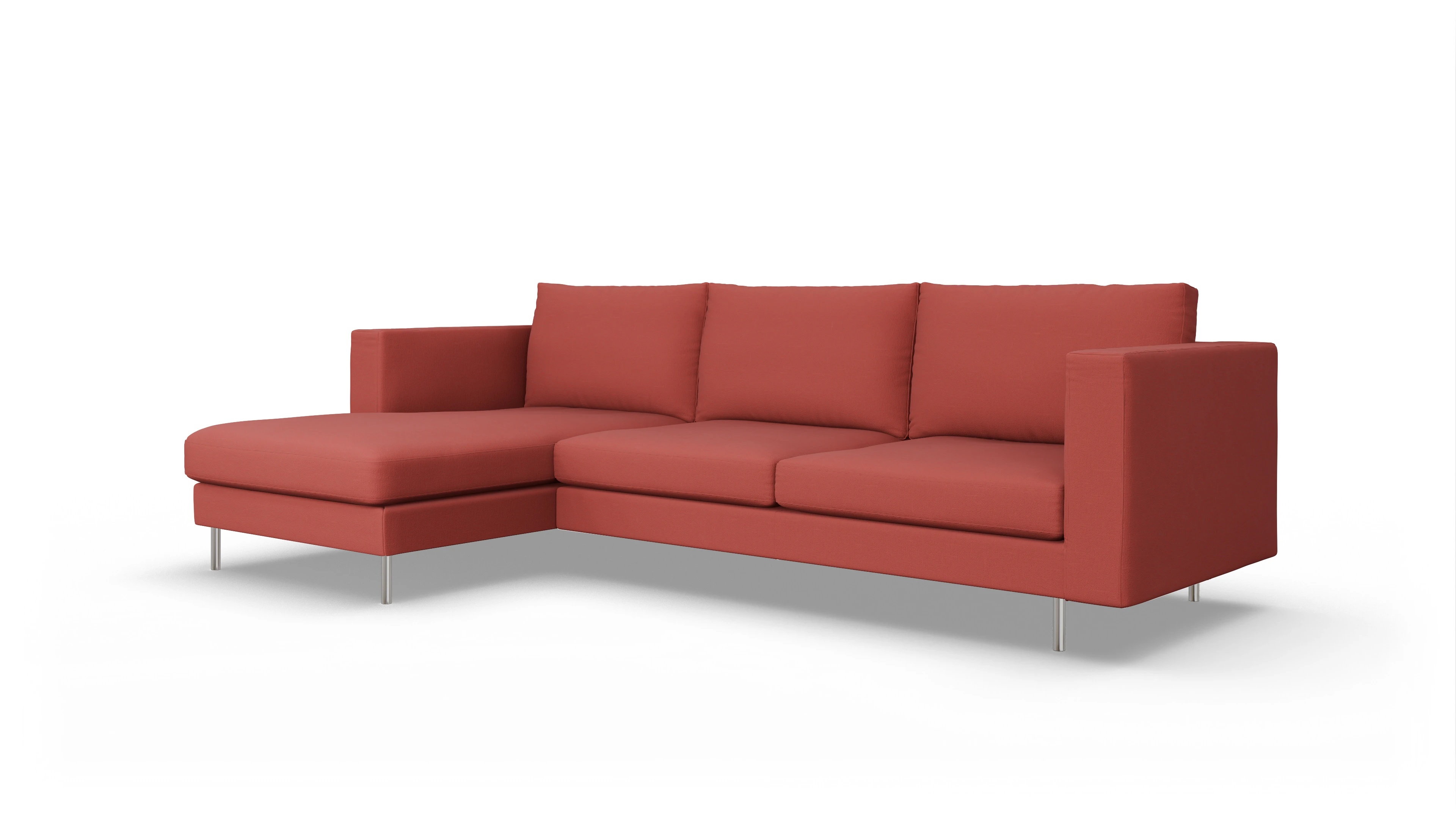 Design-Sofa Silea Ansicht des Produktes Silea Sofa mit Rec links in Stoff rot