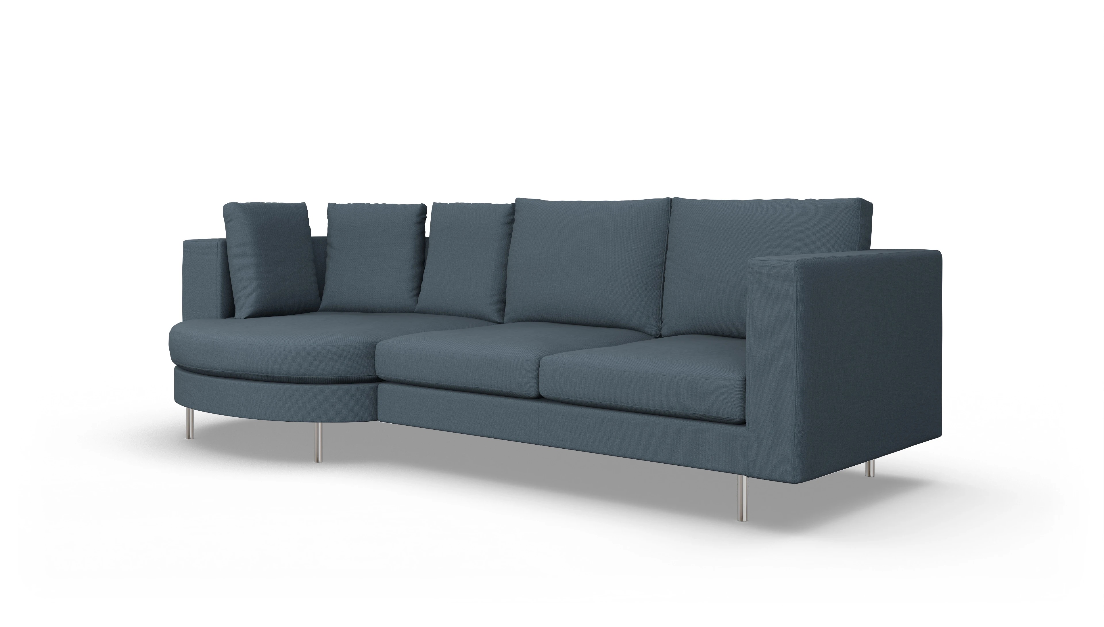 Ansicht des Produktes Silea Sofa mit Rec links in Stoff blau
