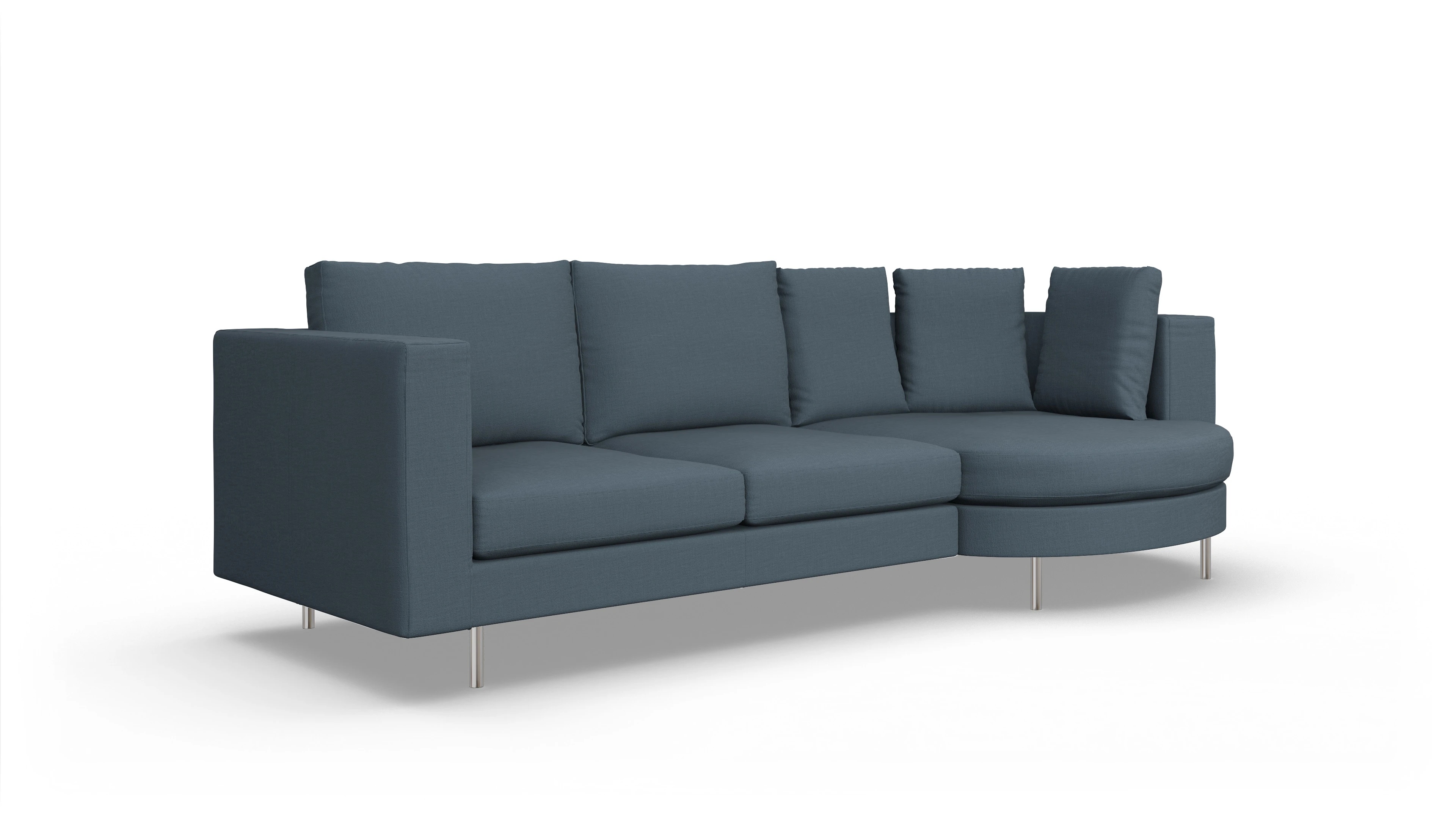 Ansicht des Produktes Silea Sofa mit Rec rechts in Stoff blau