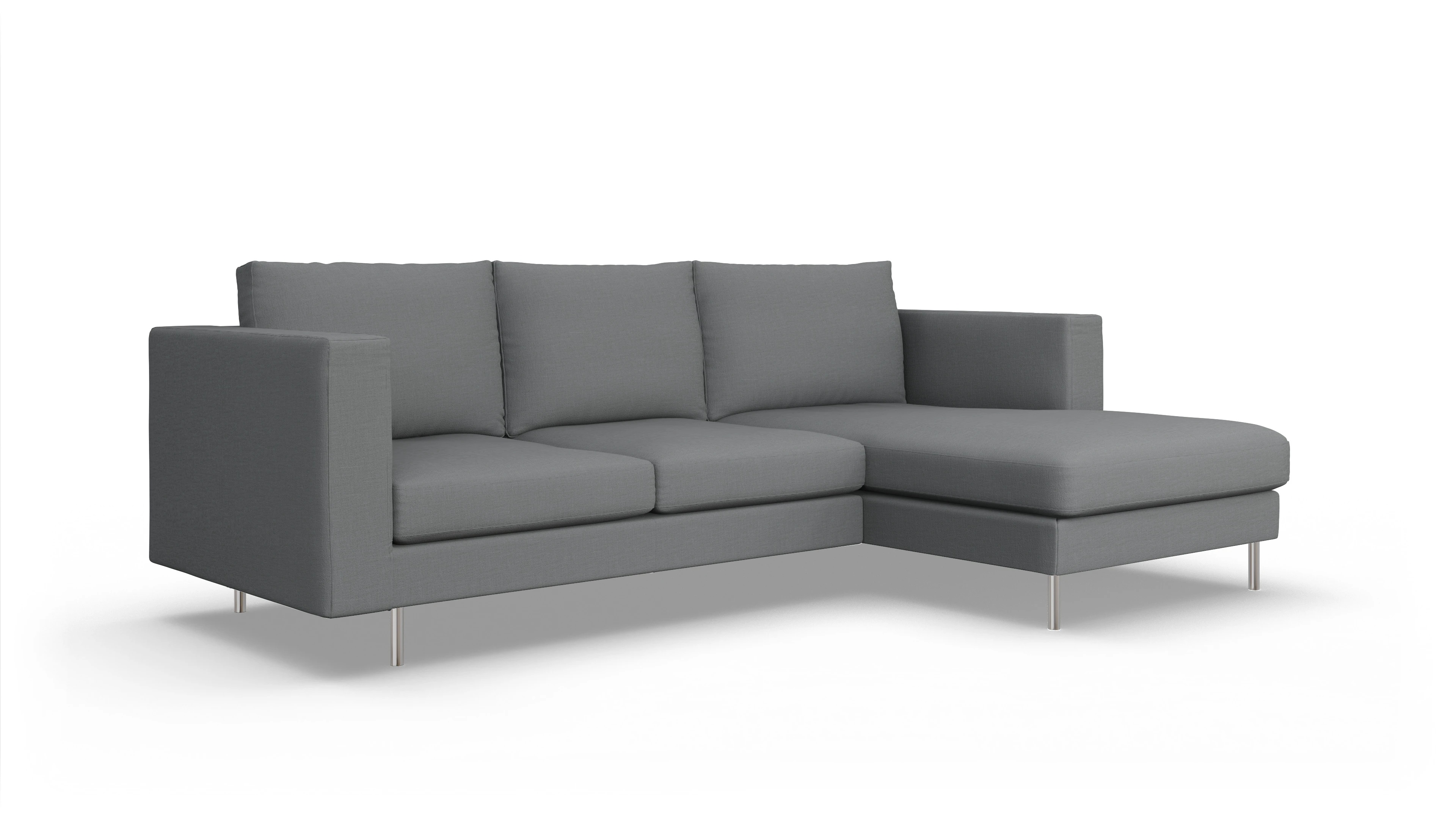Design-Sofa Silea Ansicht des Produktes Silea Sofa mit Rec rechts in Stoff grau