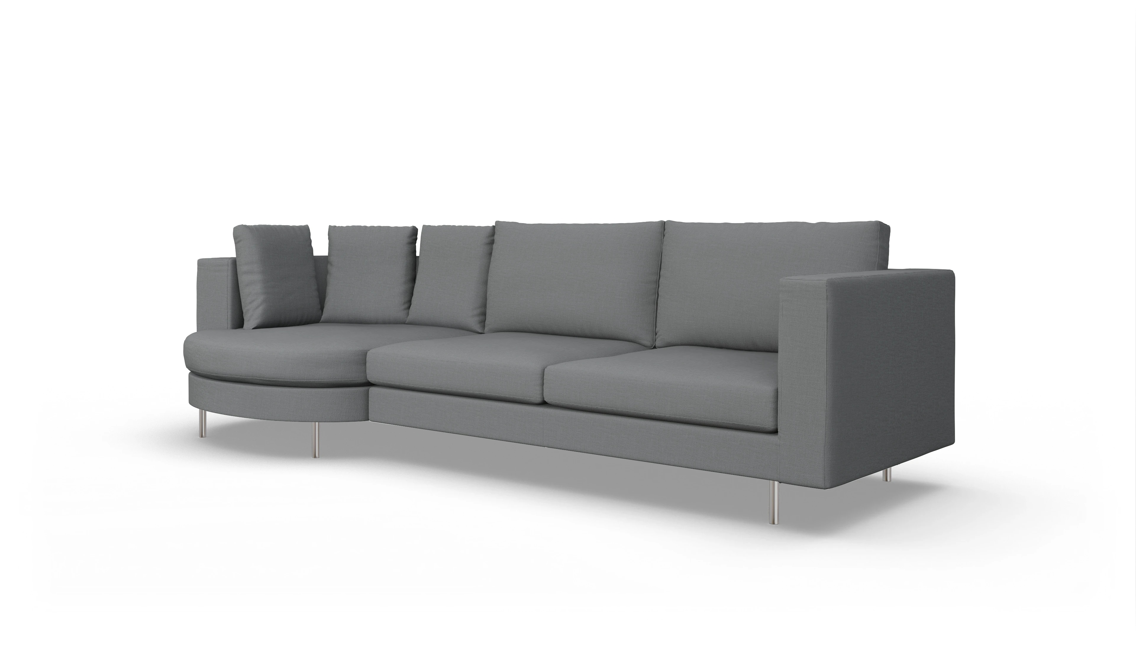 Design-Sofa Silea Ansicht des Produktes Silea Sofa mit Rec rechts in Stoff grau