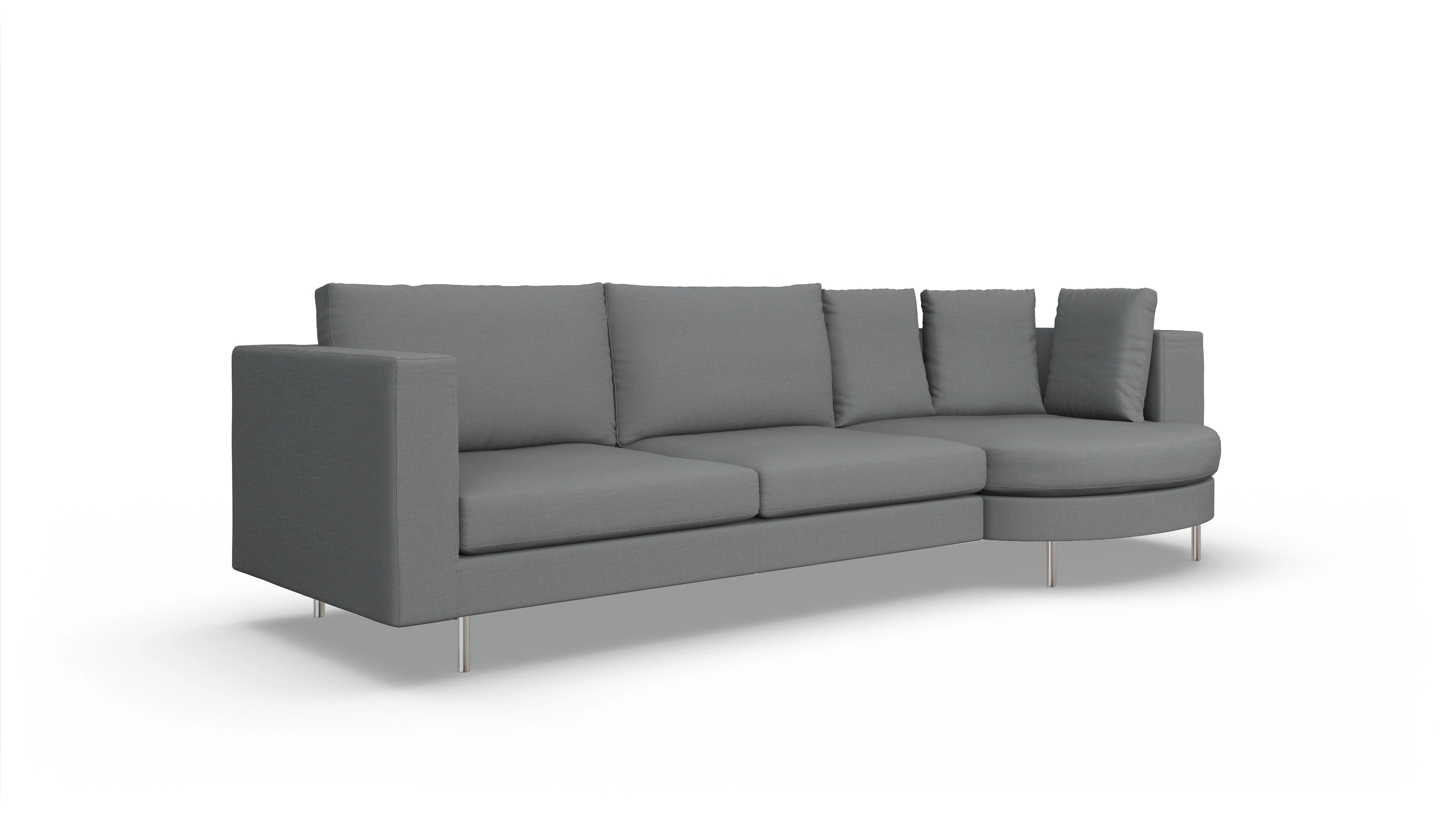 Ansicht des Produktes Silea Sofa mit Rec rechts in Stoff grau